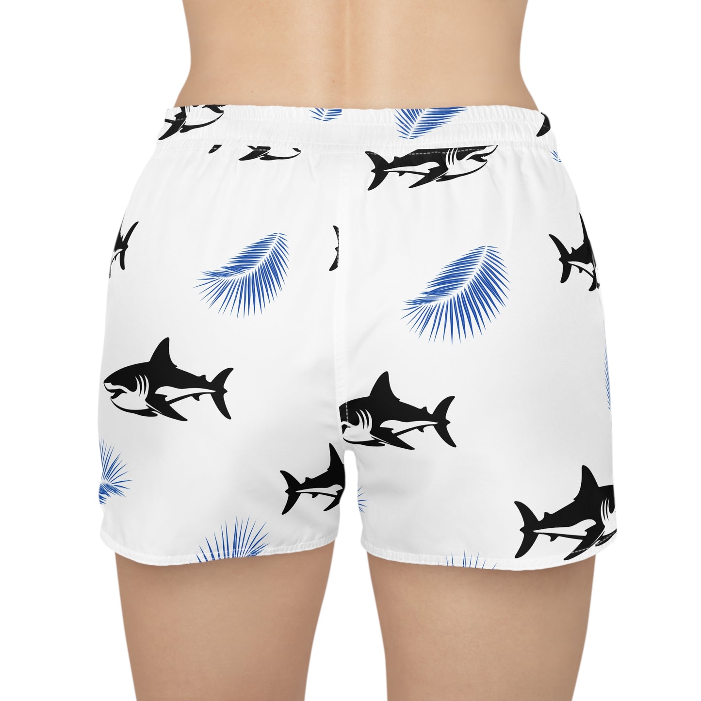 Women's Casual Shorts (AOP)/sharks/Blue leafs