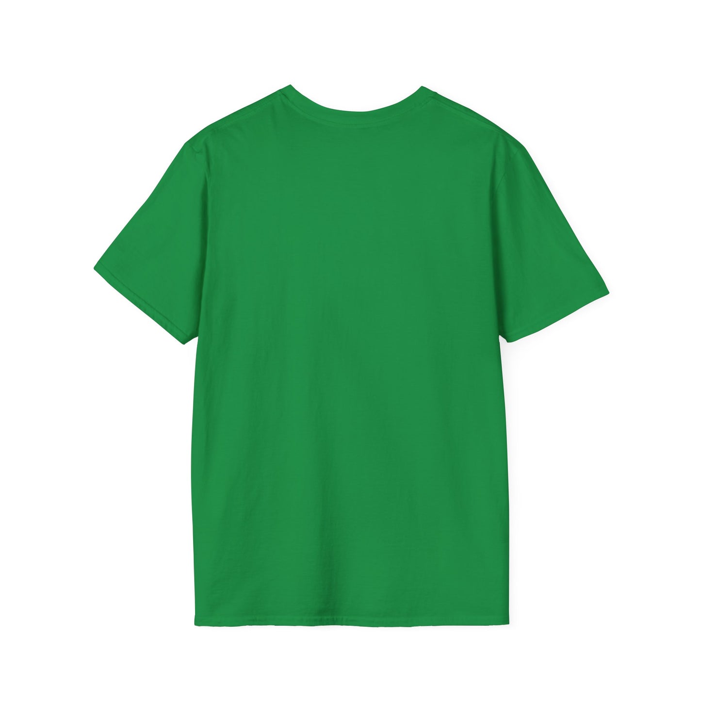 Unisex Softstyle T-Shirt/Happy St. Patrick's Day/ Man/ Brunette/ Green Glasses/Wine Glass