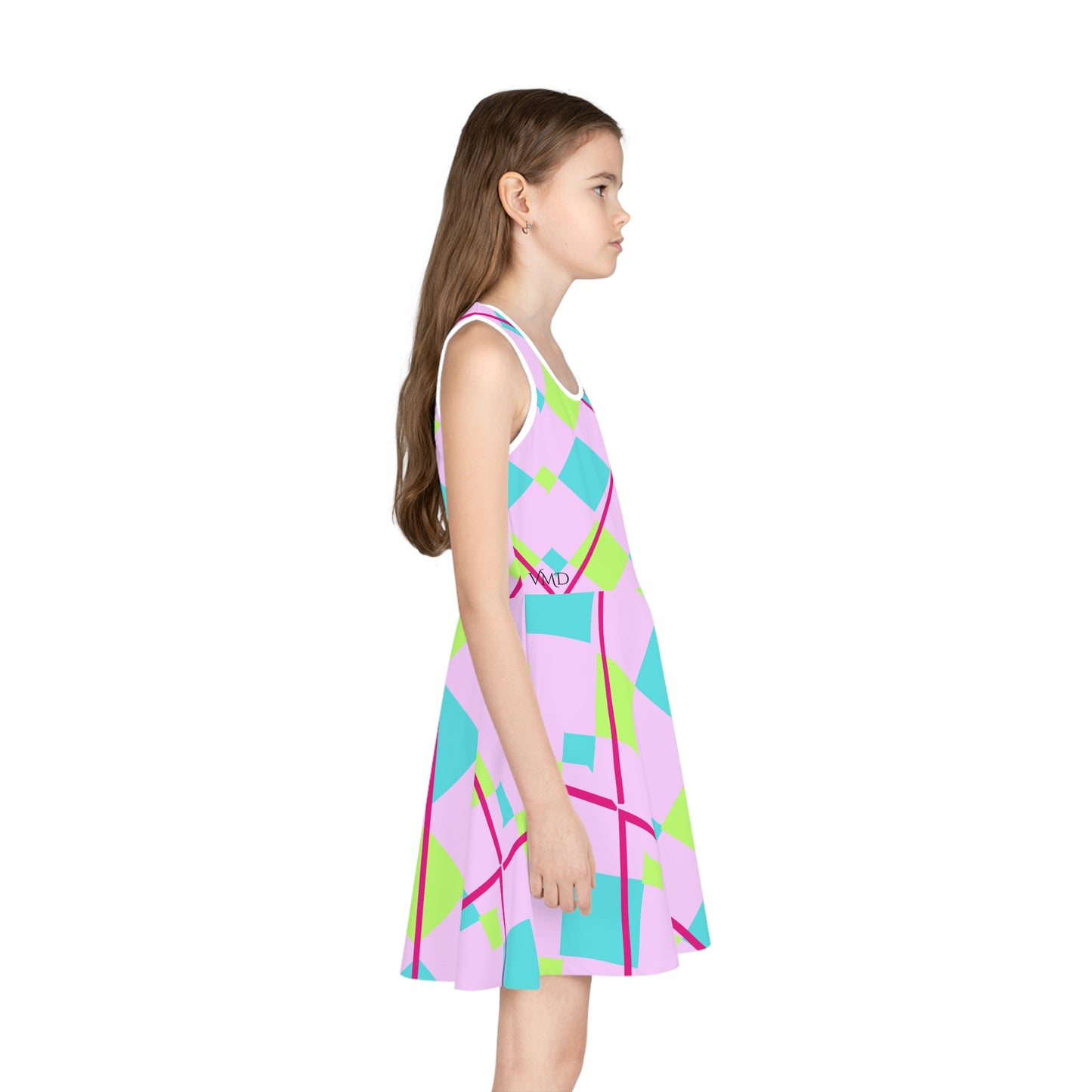 Girls' Sleeveless Sundress (AOP)/Spring/Easter/Green/Blue/Diamond