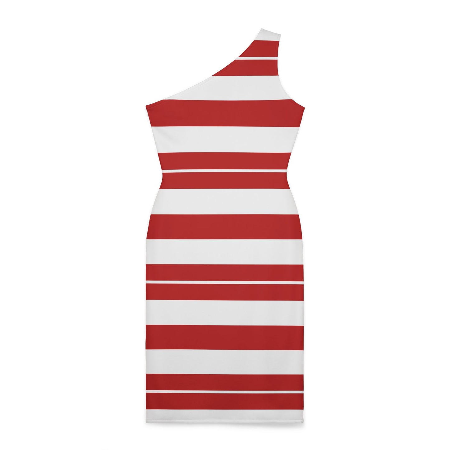 Women's Holiday Shoulder Dress (AOP)/Santa hat Red/White/Striped