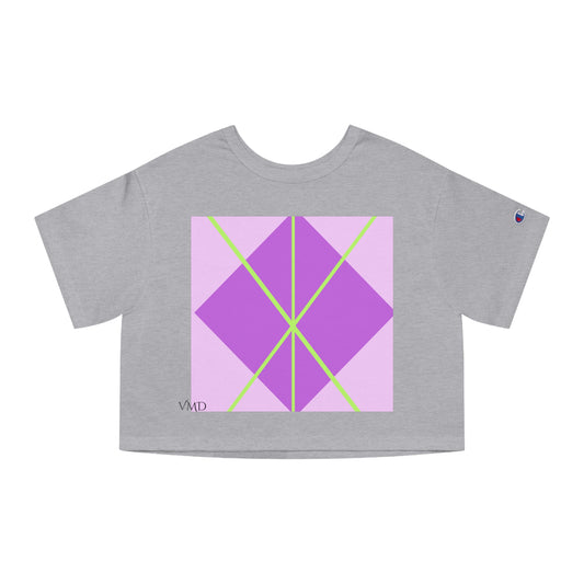 Champion Women's Cropped T-Shirt/Spring/Purple/Diamond/Green lines