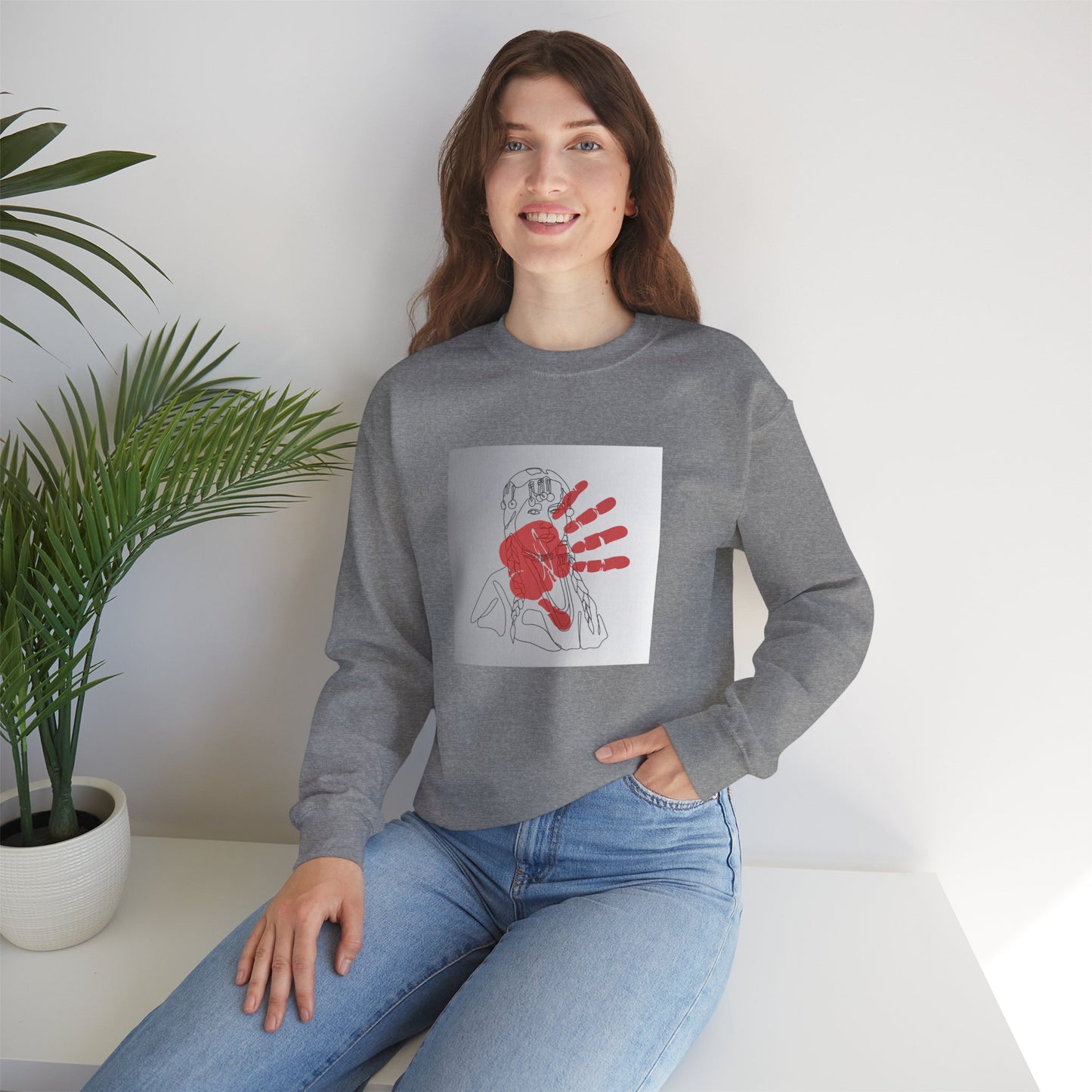 Unisex Heavy Blend™ Crewneck Sweatshirt/Native American/Hand Print/ Spreading Awareness for Indigenous Women