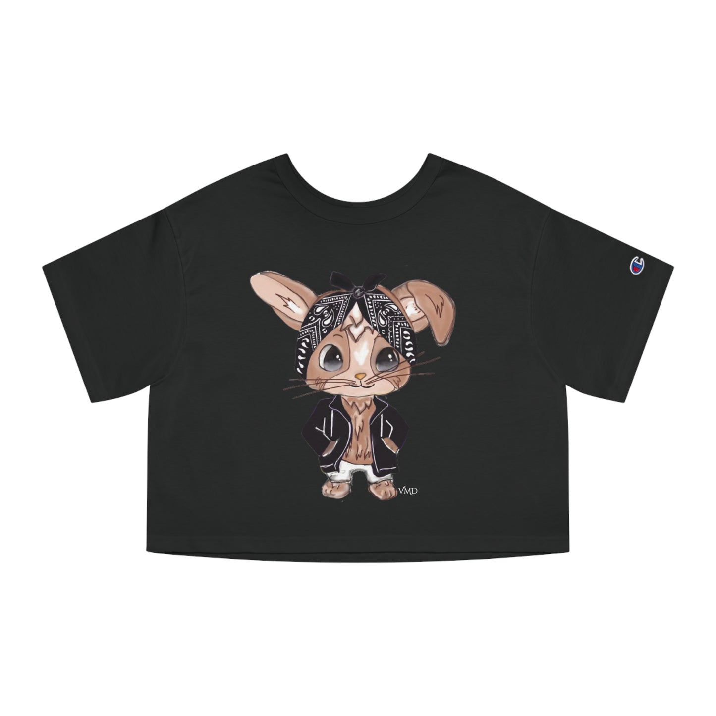 Champion Women's Cropped T-Shirt/ Bandana Bunny/Black