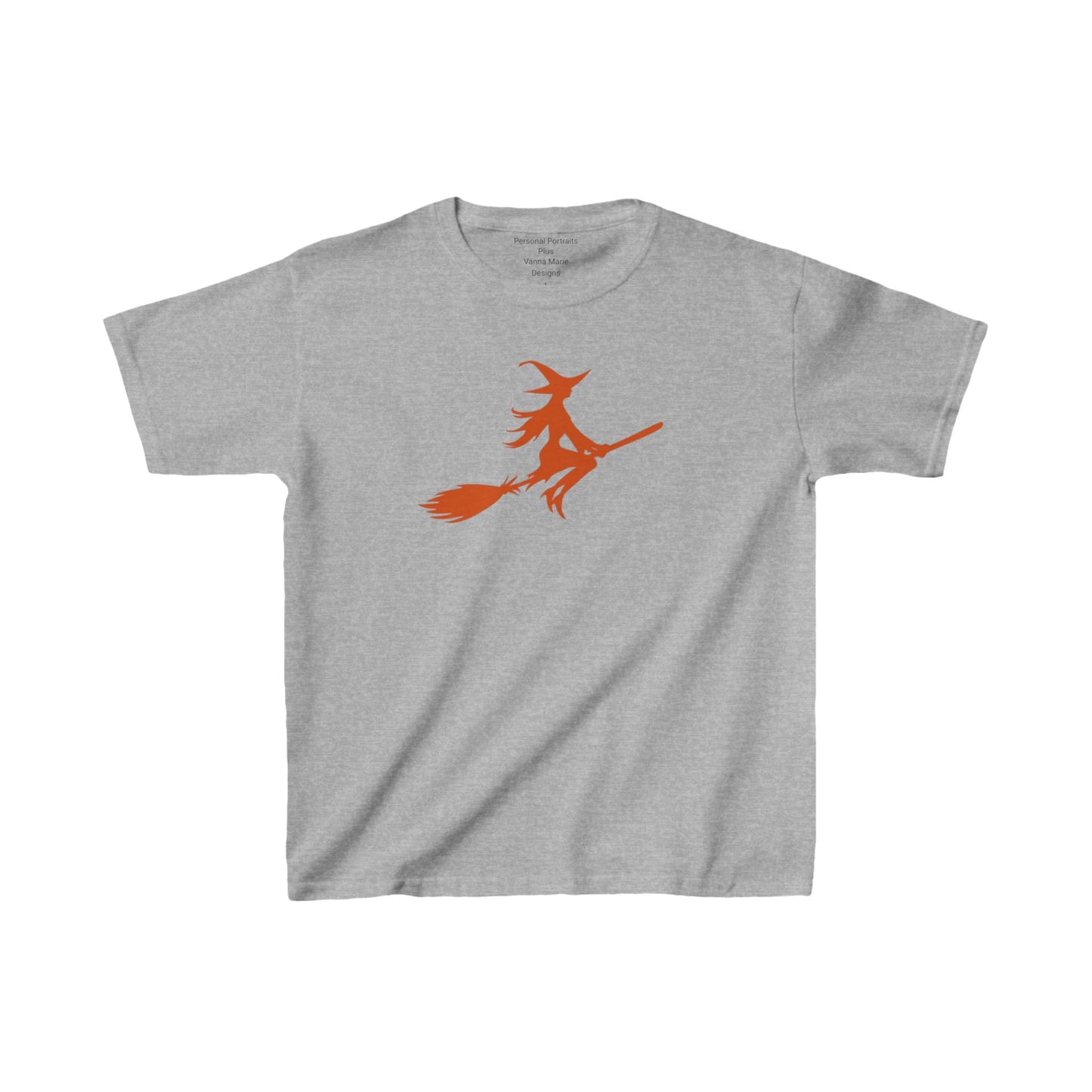 Kids Heavy Cotton™ Tee/Witch on a Broom/Orange