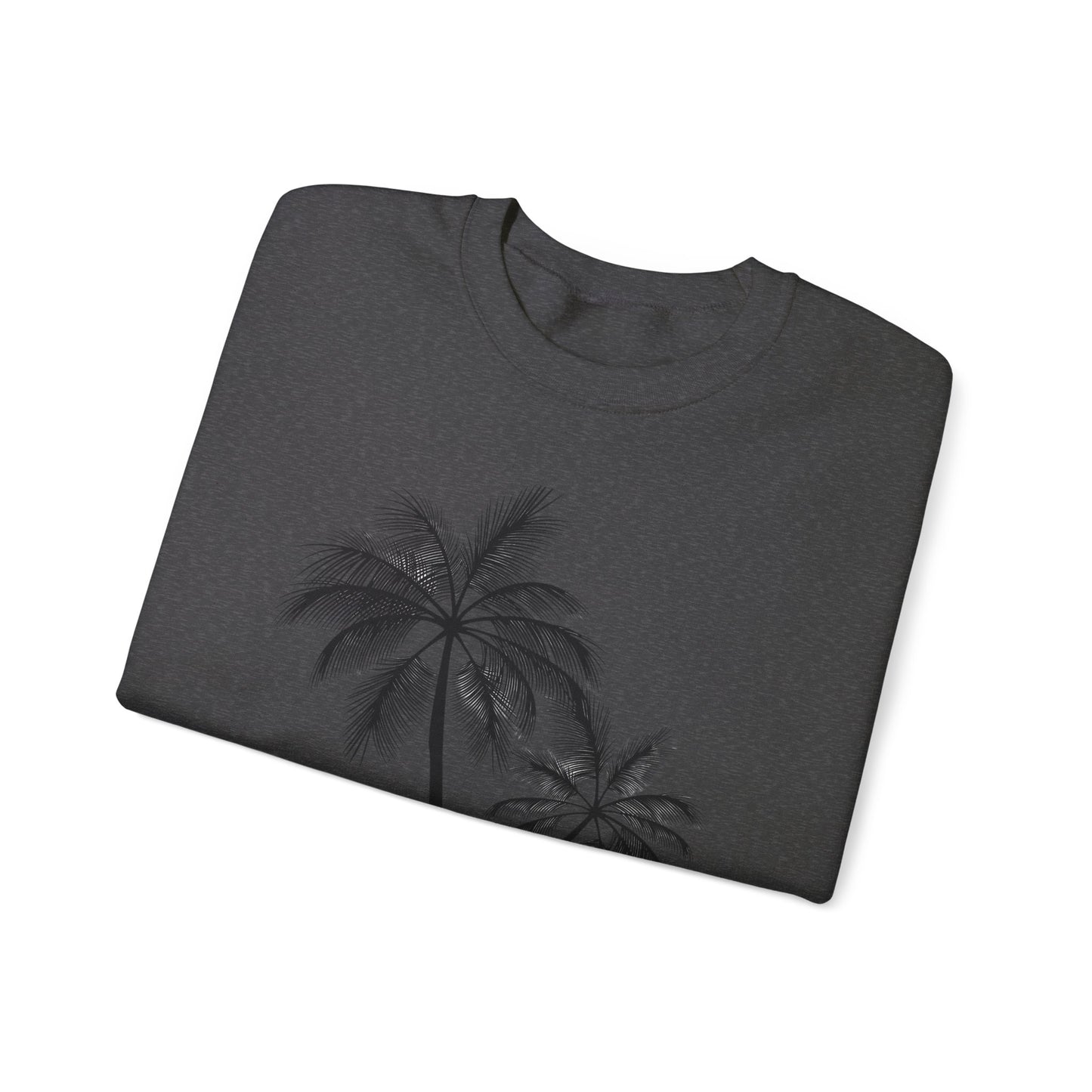 Womans Heavy Blend™ Crewneck Sweatshirt/2 Palm Trees/Black/White