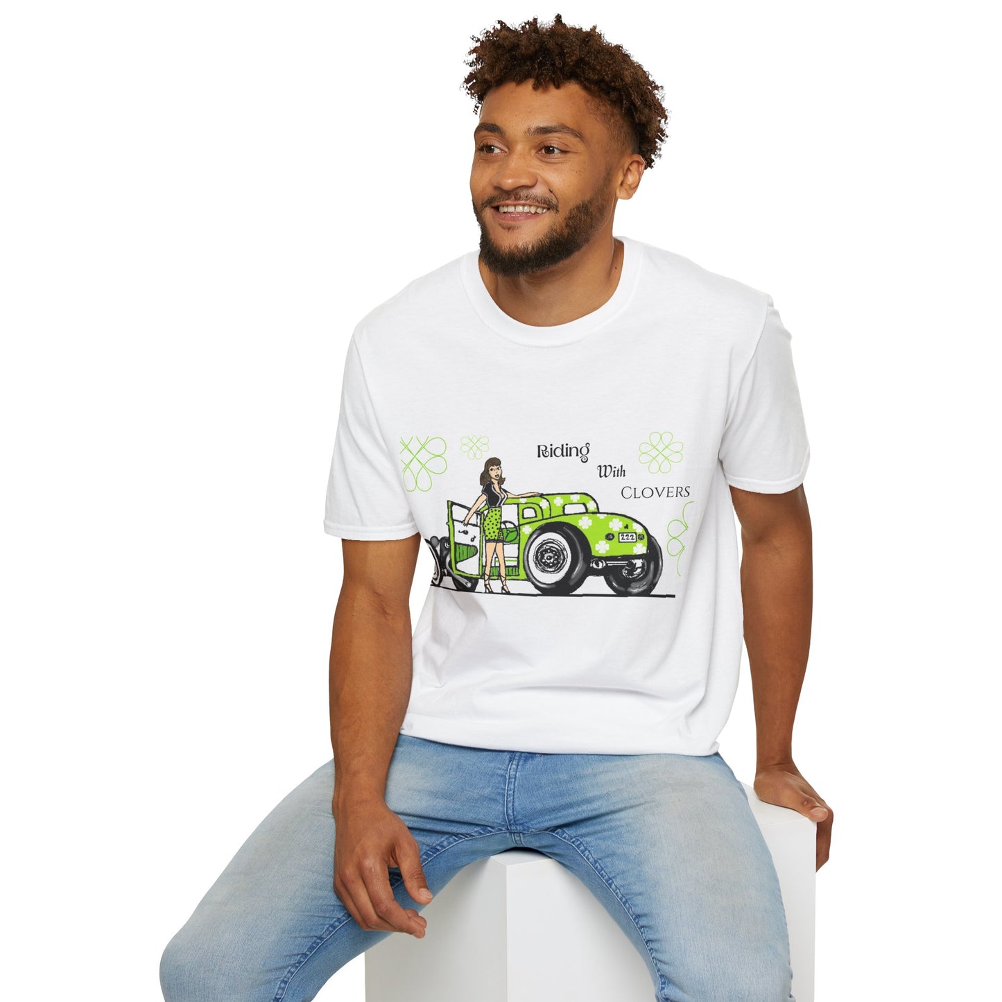 Unisex Softstyle T-Shirt/Riding with Clovers/brunnett