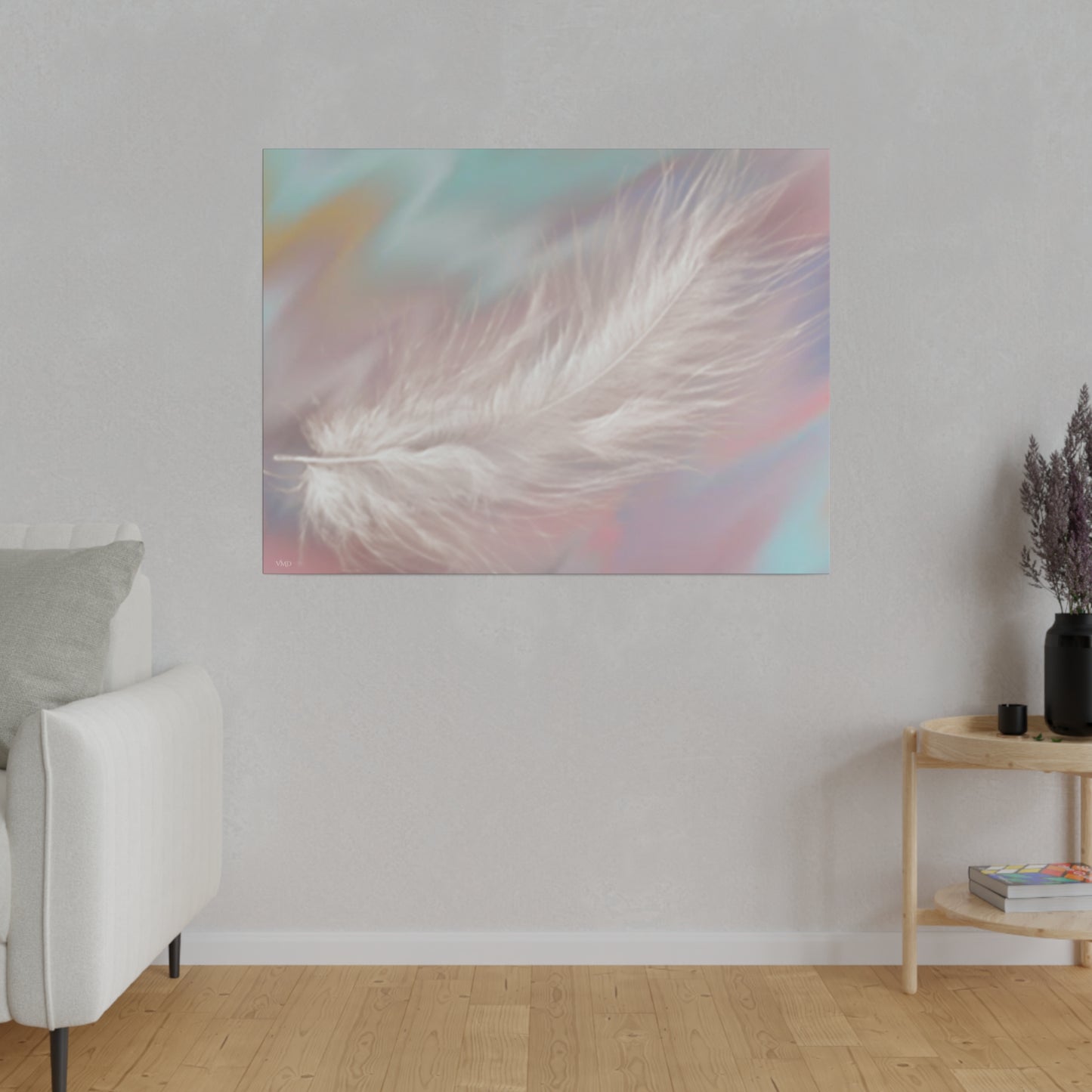 Digital Portrait Print, 0.75"/Feather/Pastel BG