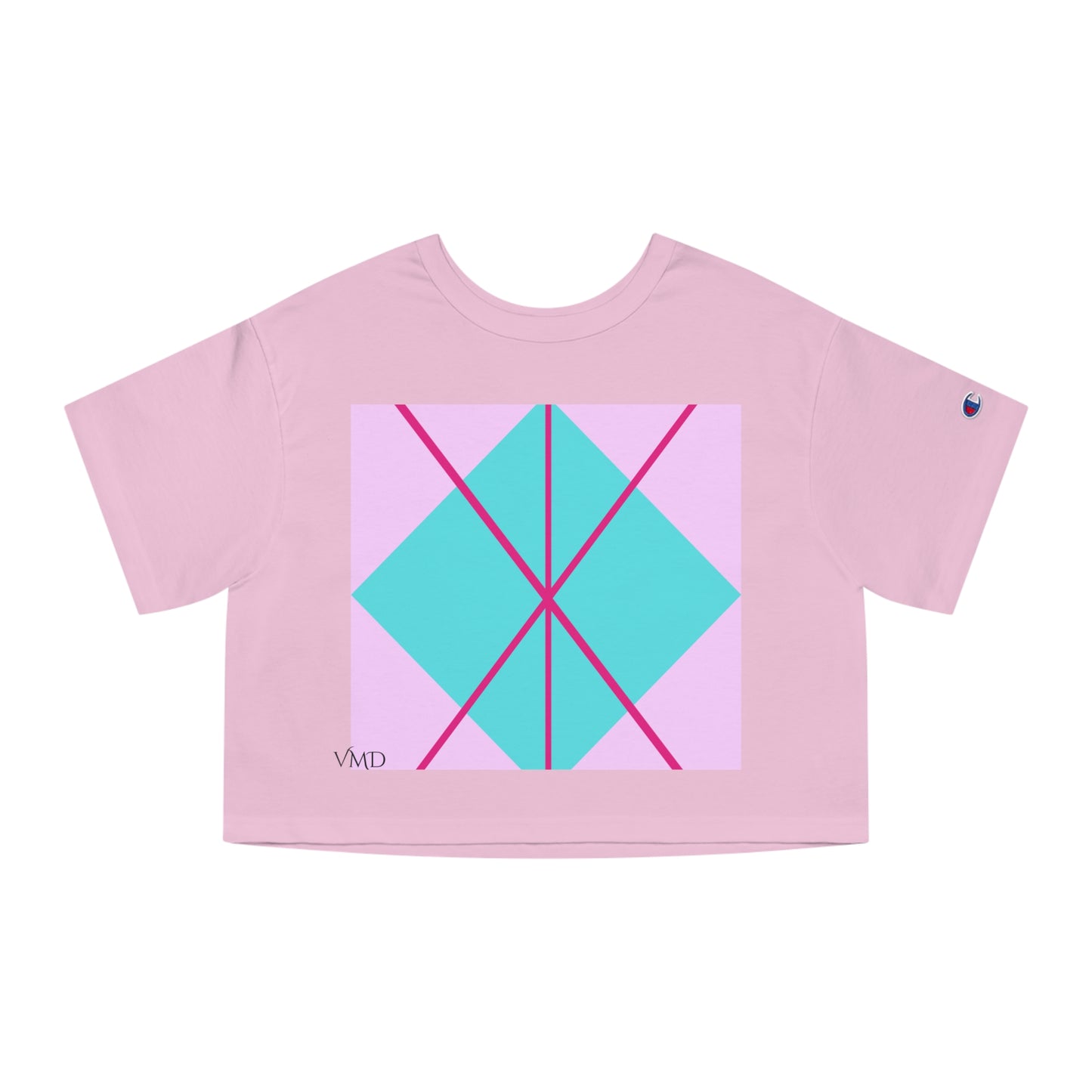 Champion Women's Cropped T-Shirt/Spring/Blue/Diamond/Pink lines