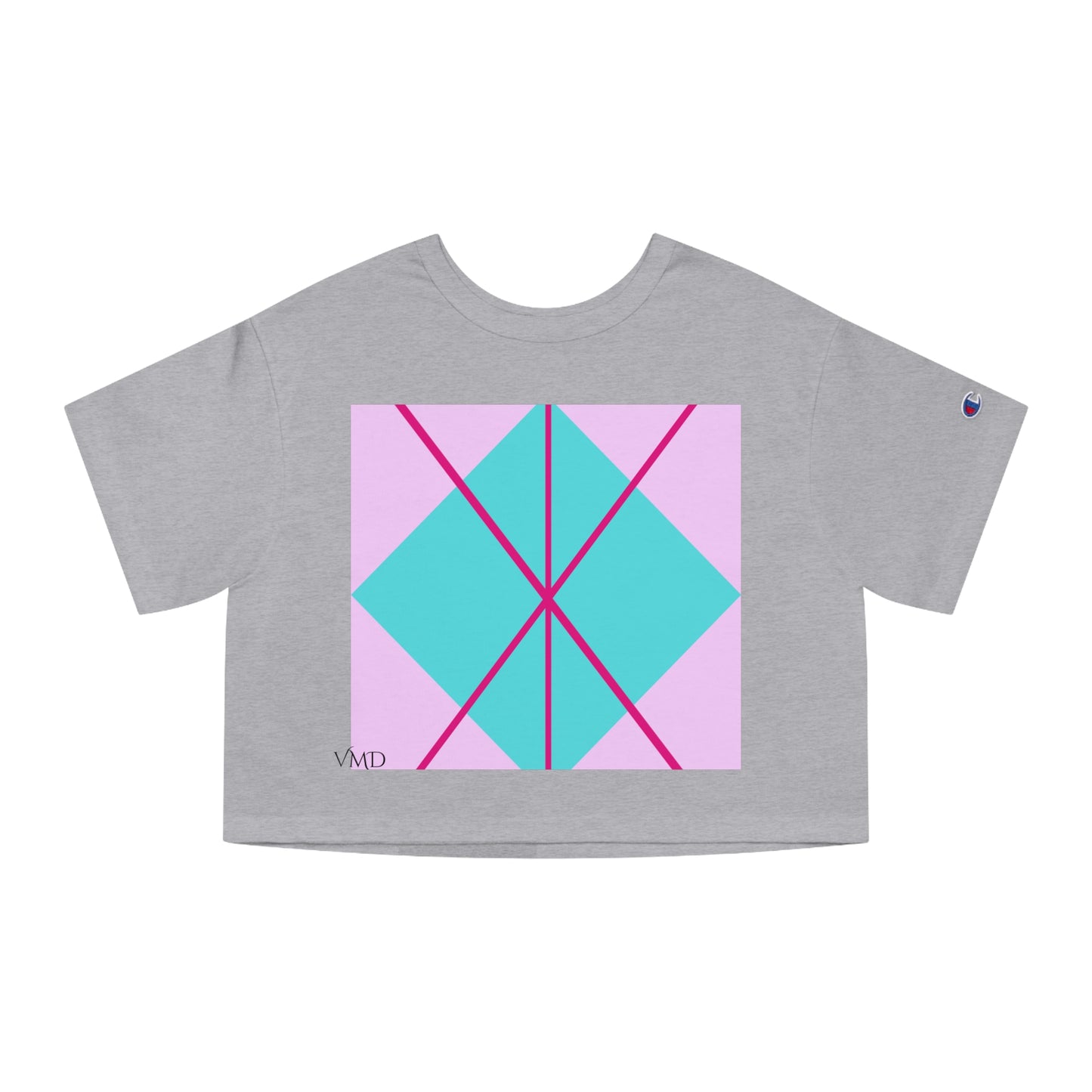 Champion Women's Cropped T-Shirt/Spring/Blue/Diamond/Pink lines