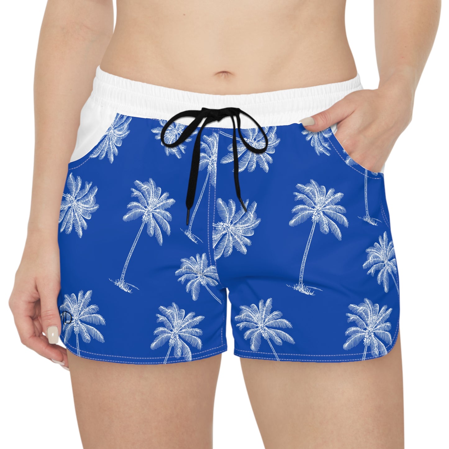 Women's Casual Shorts (AOP)/Palm Trees/Blue/White