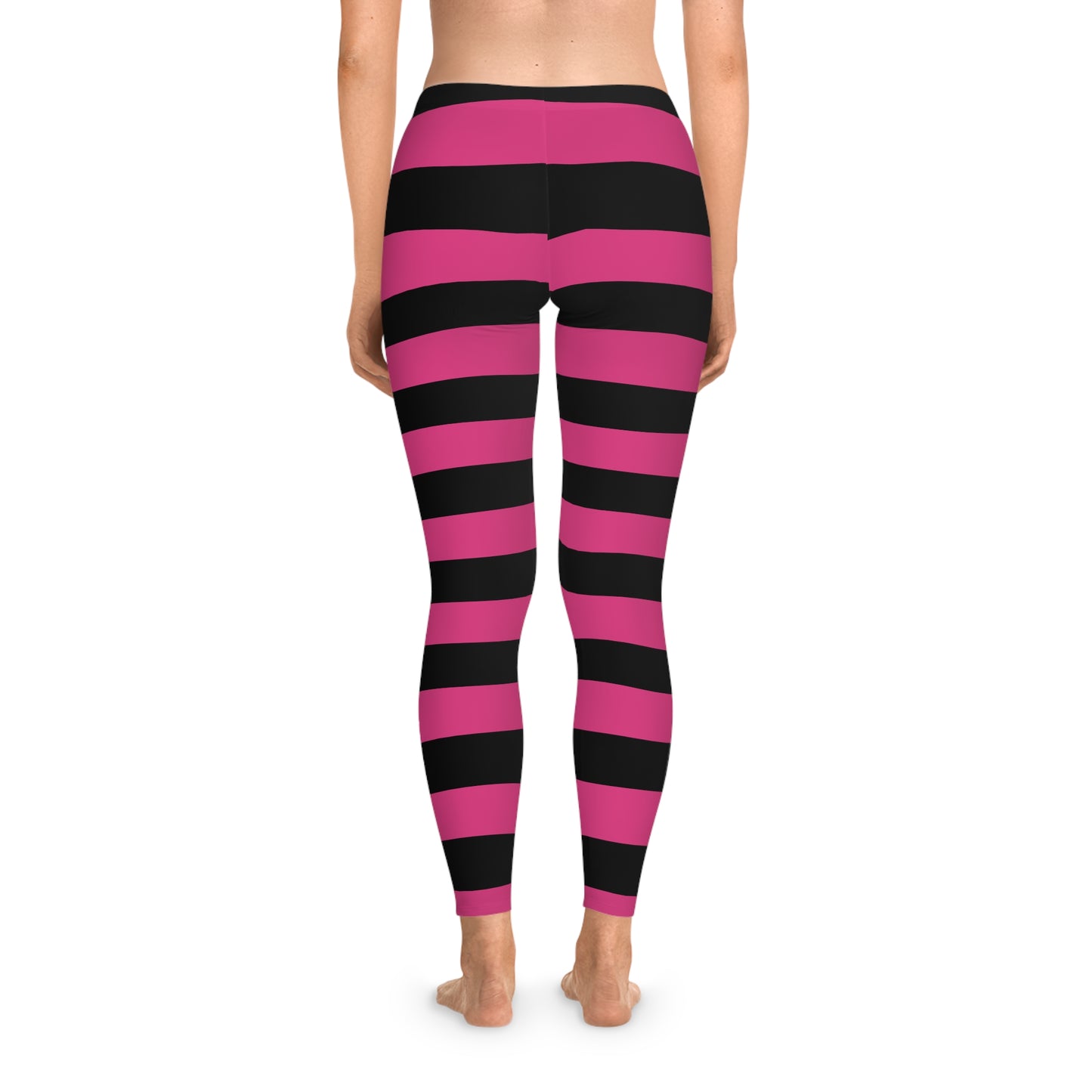 Womans Stretchy Leggings (AOP)/Witch Stripes/Dark Pink/Halloween