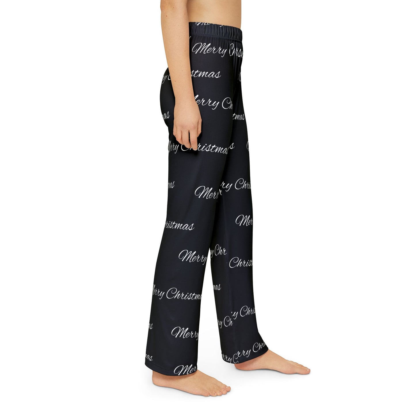 Kids Pajama Pants (AOP)/ Merry Christmas/Black/White