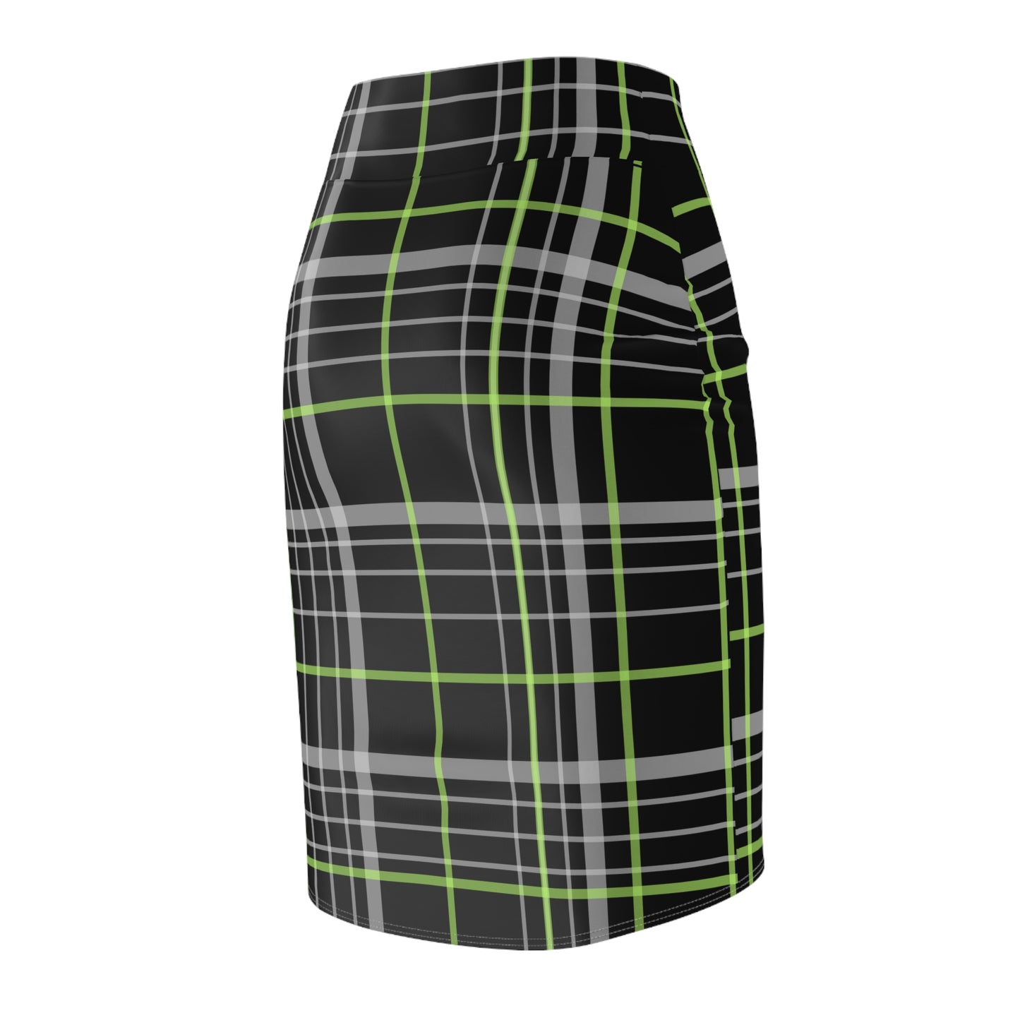 Women's Pencil Skirt (AOP)/Black/Green Plaid