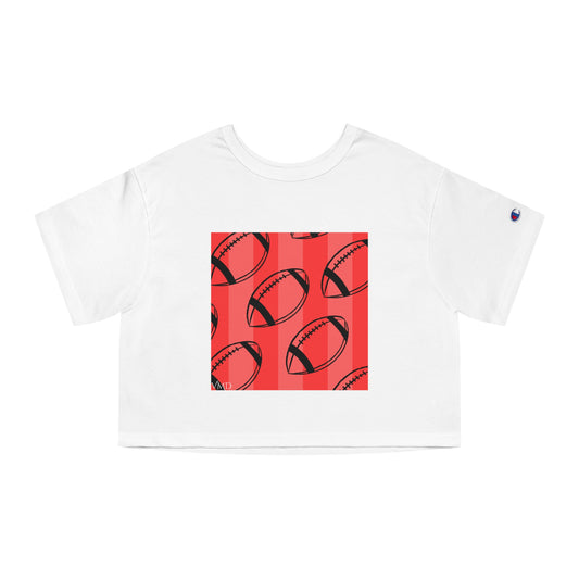 Champion Women's Cropped T-Shirt/Football Print/Red/Black