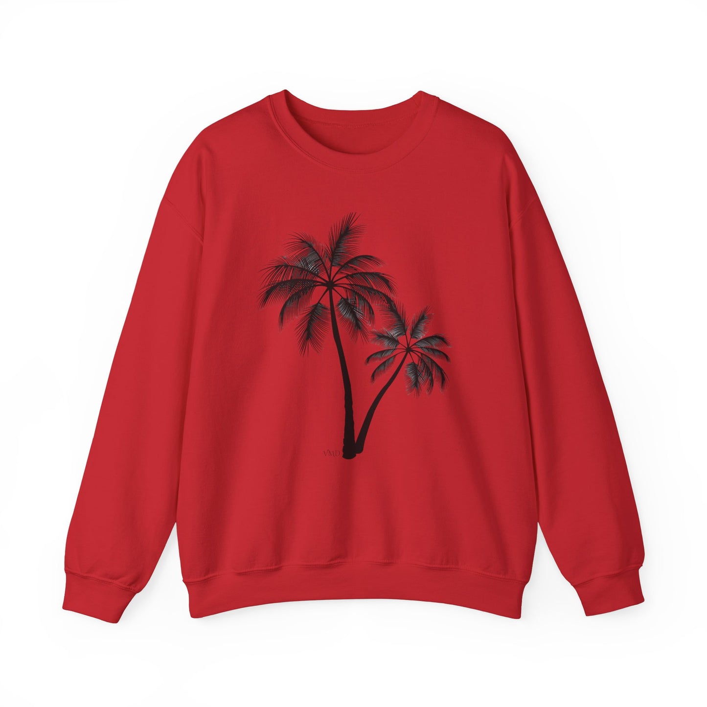 Womans Heavy Blend™ Crewneck Sweatshirt/2 Palm Trees/Black/White