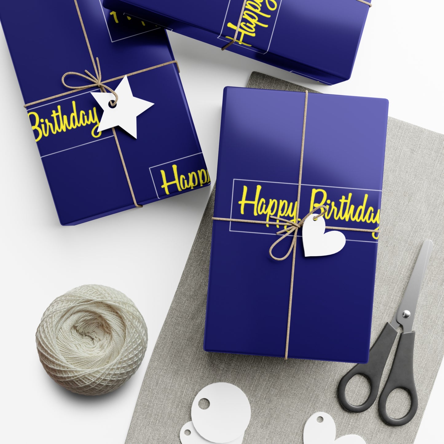 Birthday Gift Wrap Papers/ Happy Birthday/Maize/ Blue /Blue /Black Gradient