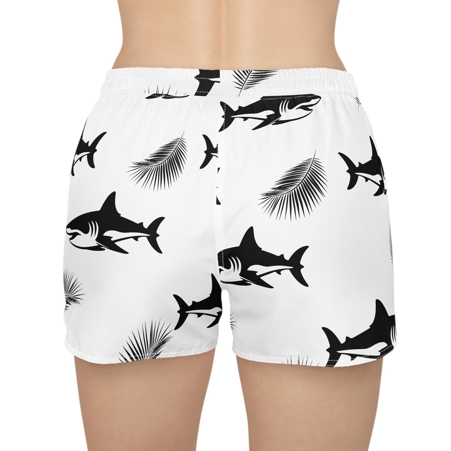 Women's Casual Shorts (AOP)/Sharks/Black