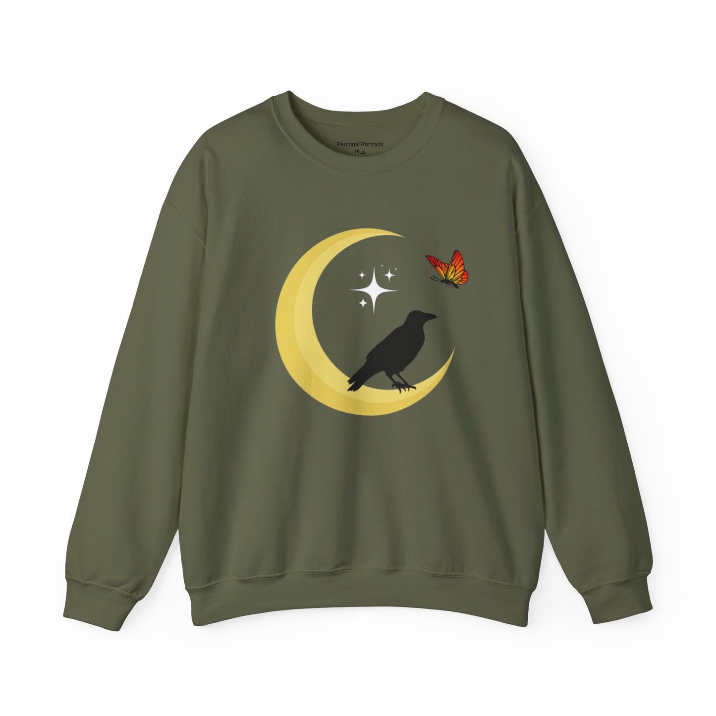 Woman's Heavy Blend™ Crewneck Sweatshirt/ Crow on the moon/White star/Fall