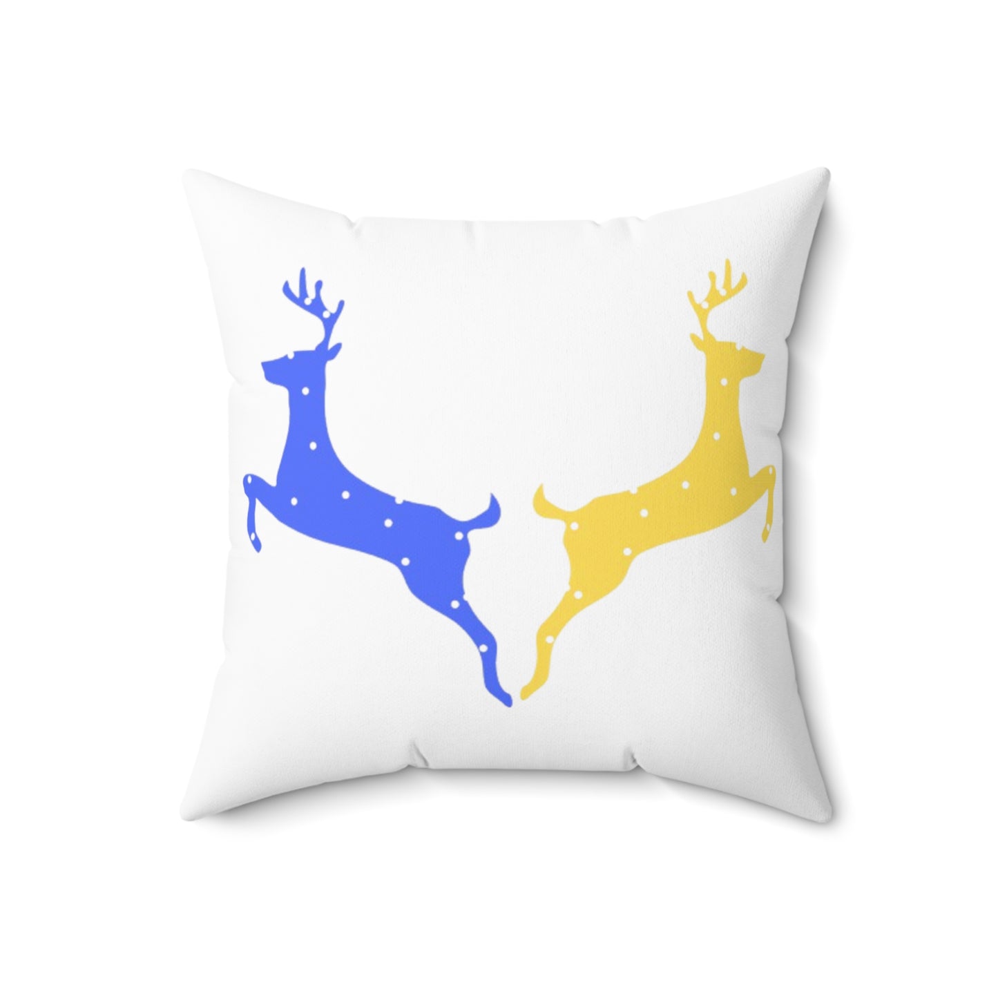 Spun Polyester Square Pillow/Maize & Blue, Poke a Dot Reindeer/Holiday/White/MI