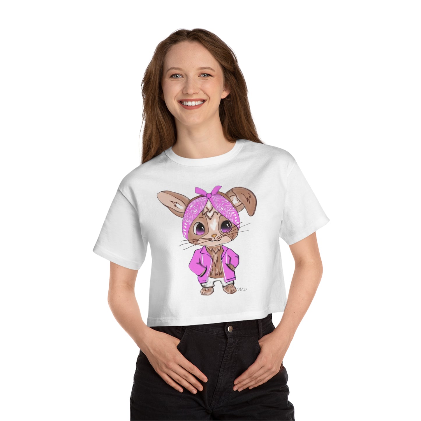 Champion Women's Cropped T-Shirt/Bandana Bunnie/Baby Pink