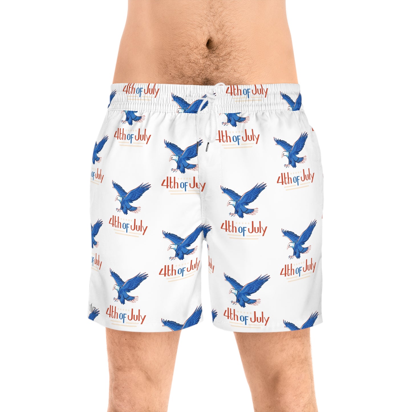 Men's Mid-Length Swim Shorts (AOP)/4th of July/Bald Eagle