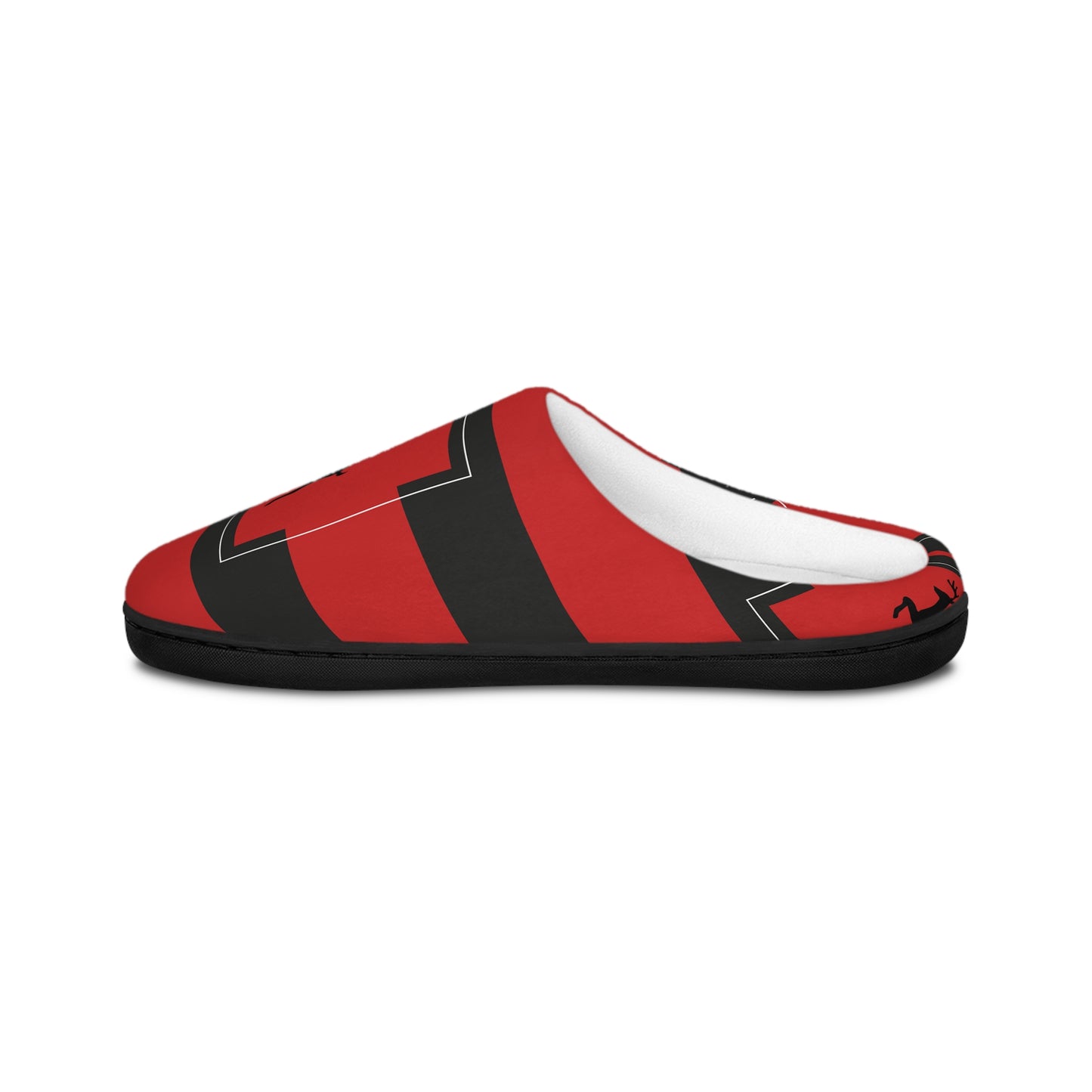 Men's Indoor Slippers/ Holiday/ Red/Black striped Reindeer