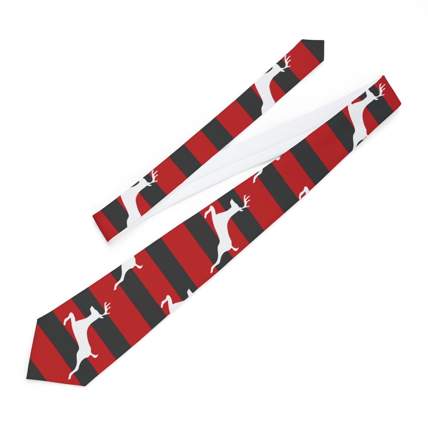 Men's Necktie/ Reindeer Black/Red Striped