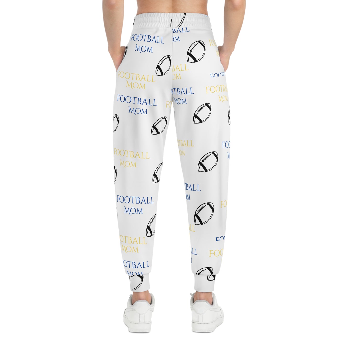 Athletic Joggers (AOP)/Football Mom/blue/yellow