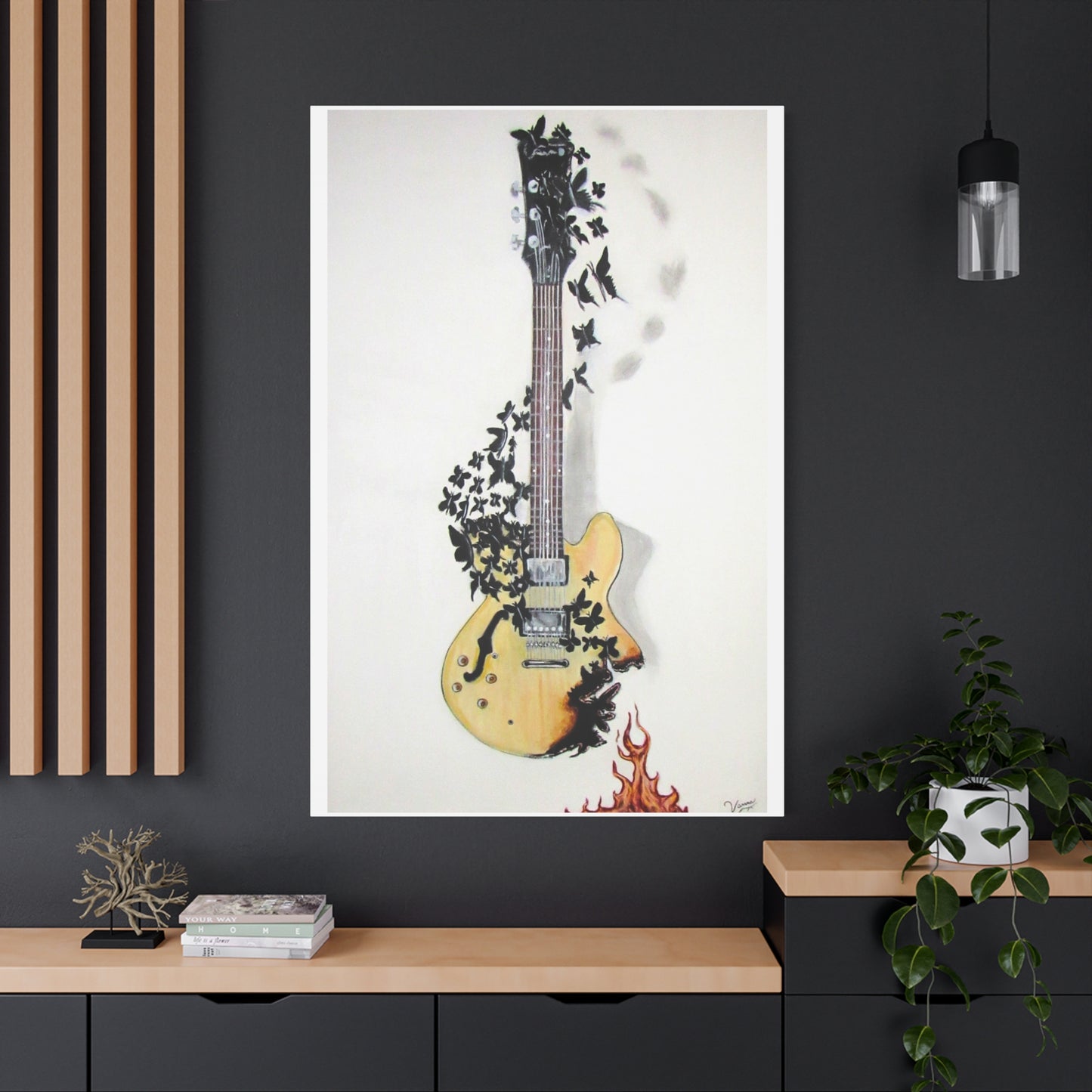 Matte Canvas, Stretched, 1.25" Acrylic Painting Print/ Music Never Dies Guitar