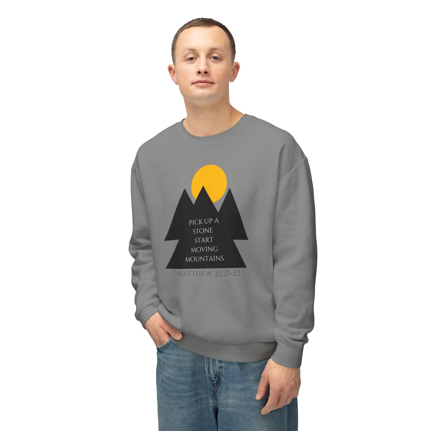 Unisex Lightweight Crewneck Sweatshirt/ Matthew 21:21-22/Mountains