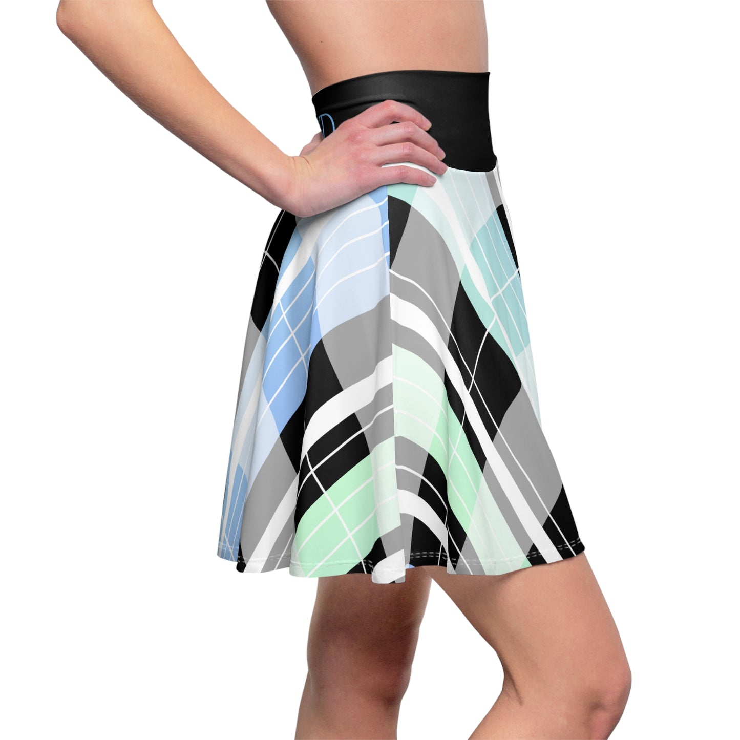 Women's Skirt (AOP)/ Pastel plaid/Gradient Blue Green