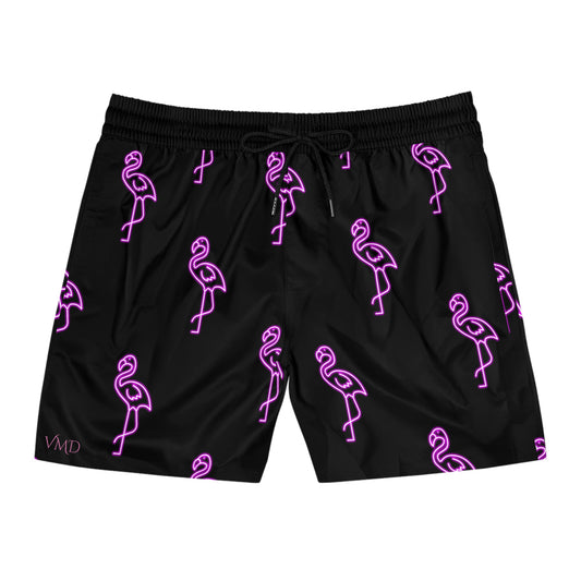 Men's Mid-Length Swim Shorts (AOP)/Neon flamingos