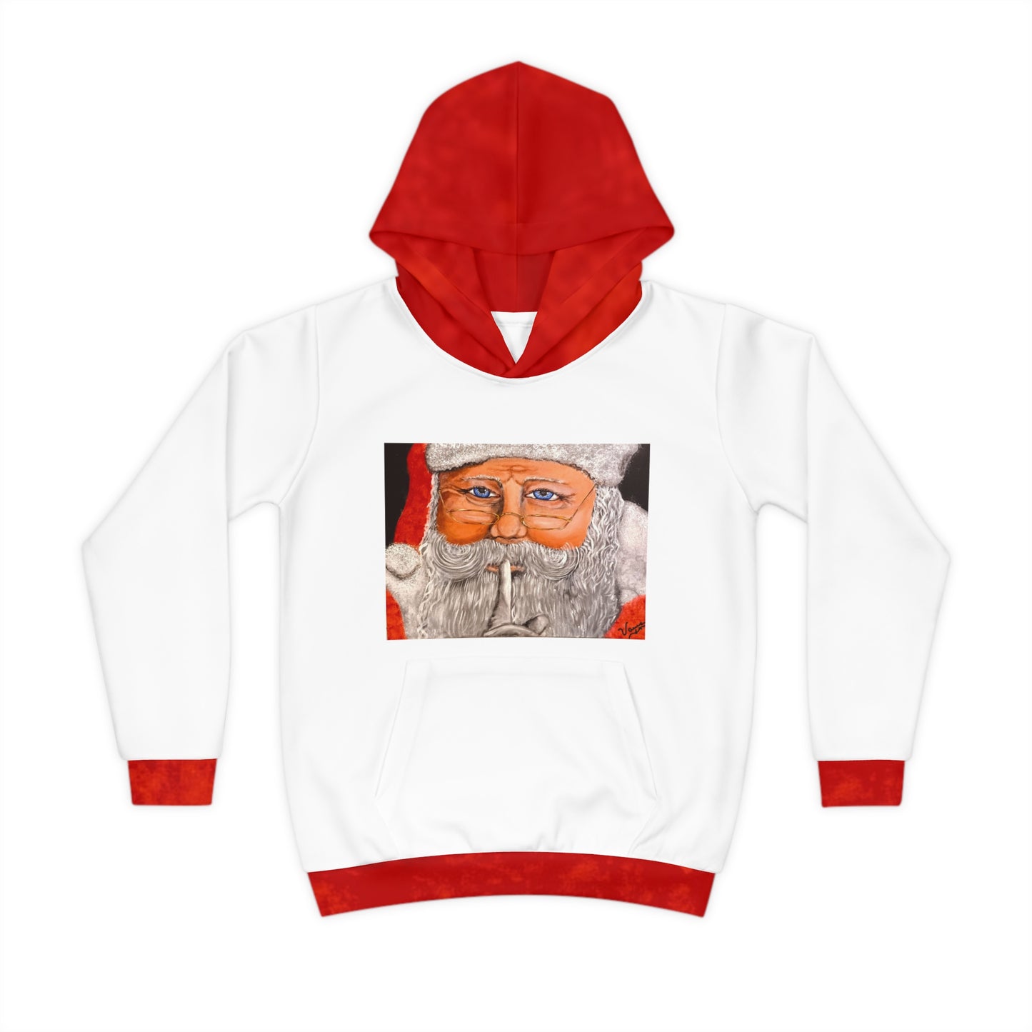 Children's Hoodie (AOP)/Santa/White