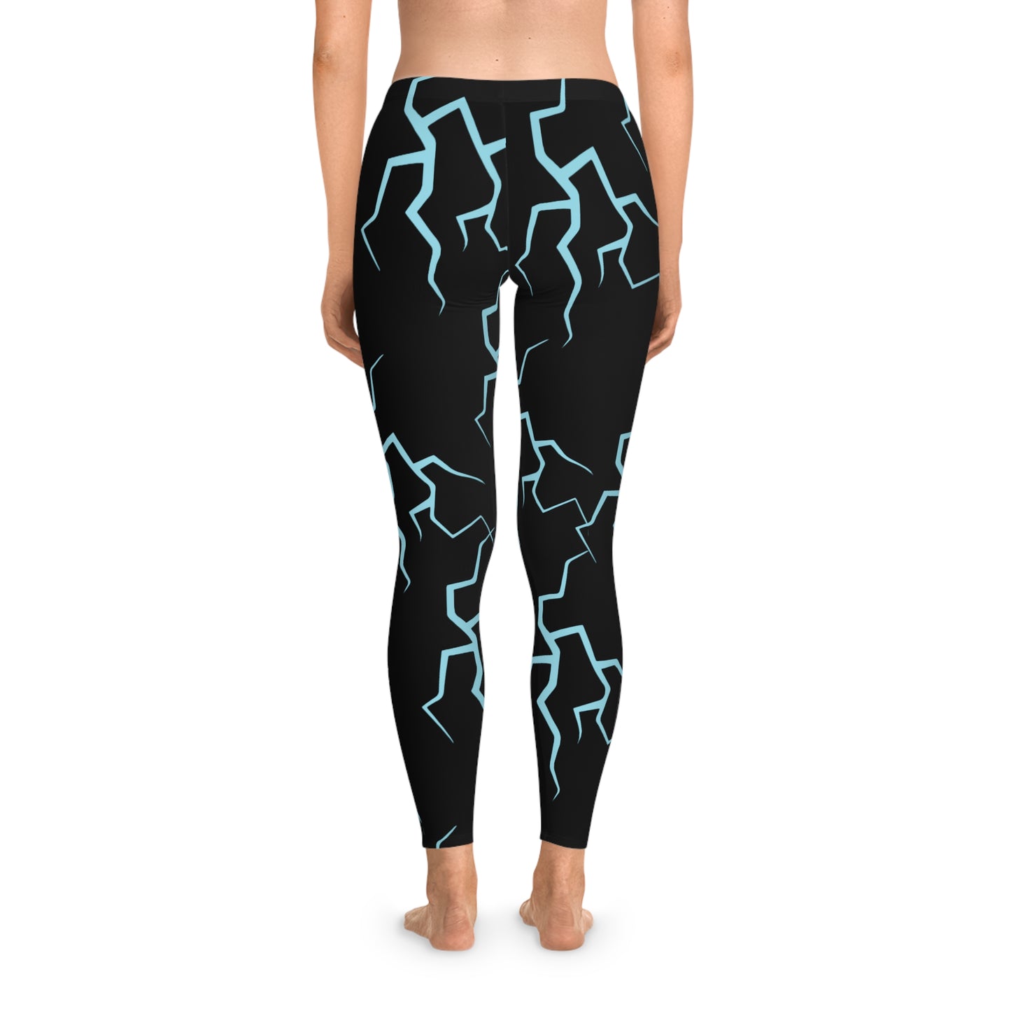 Women's Stretchy Leggings (AOP)/ Lightning bolts/blue