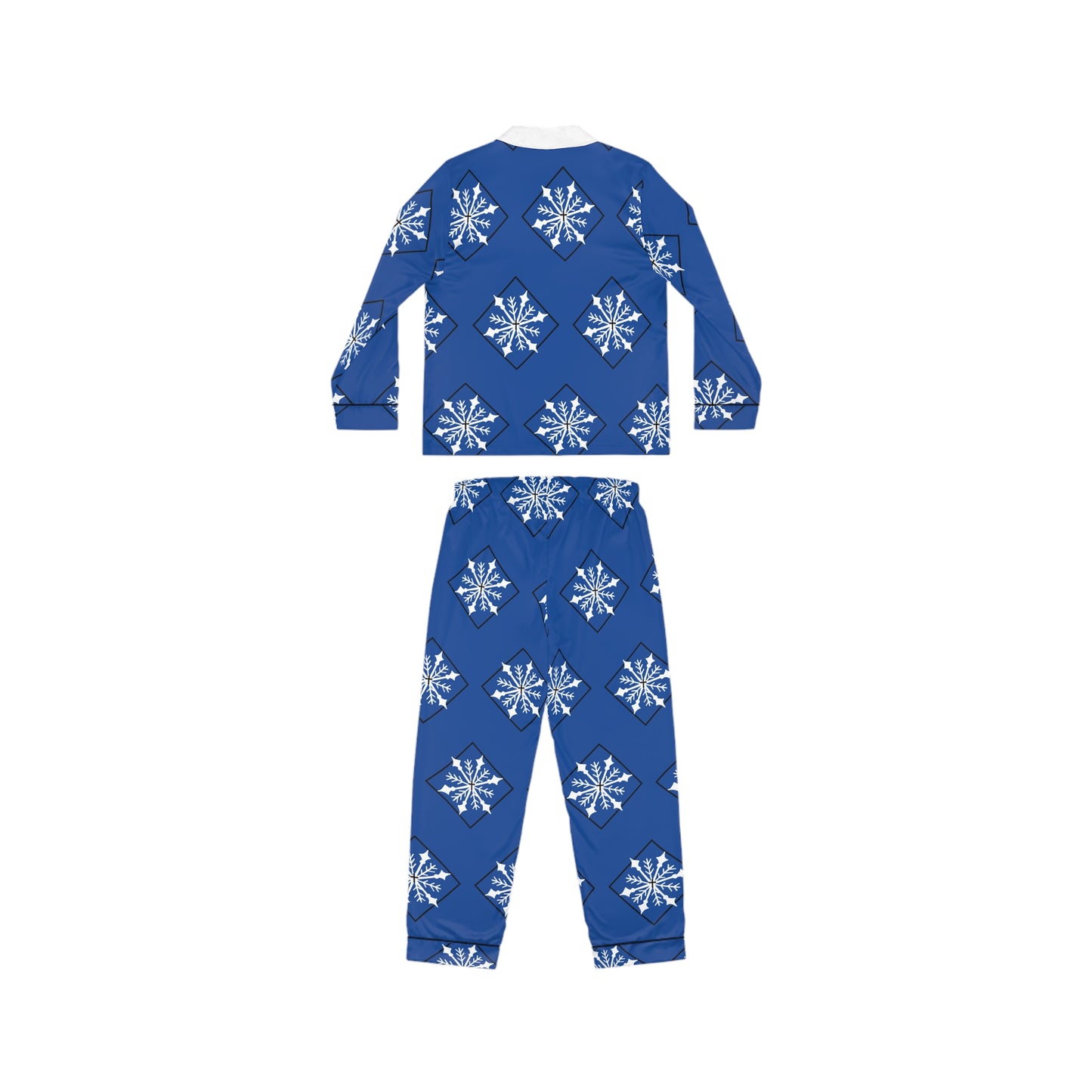 Women's Satin Pajamas (AOP) Holiday/Blue/Snowflake