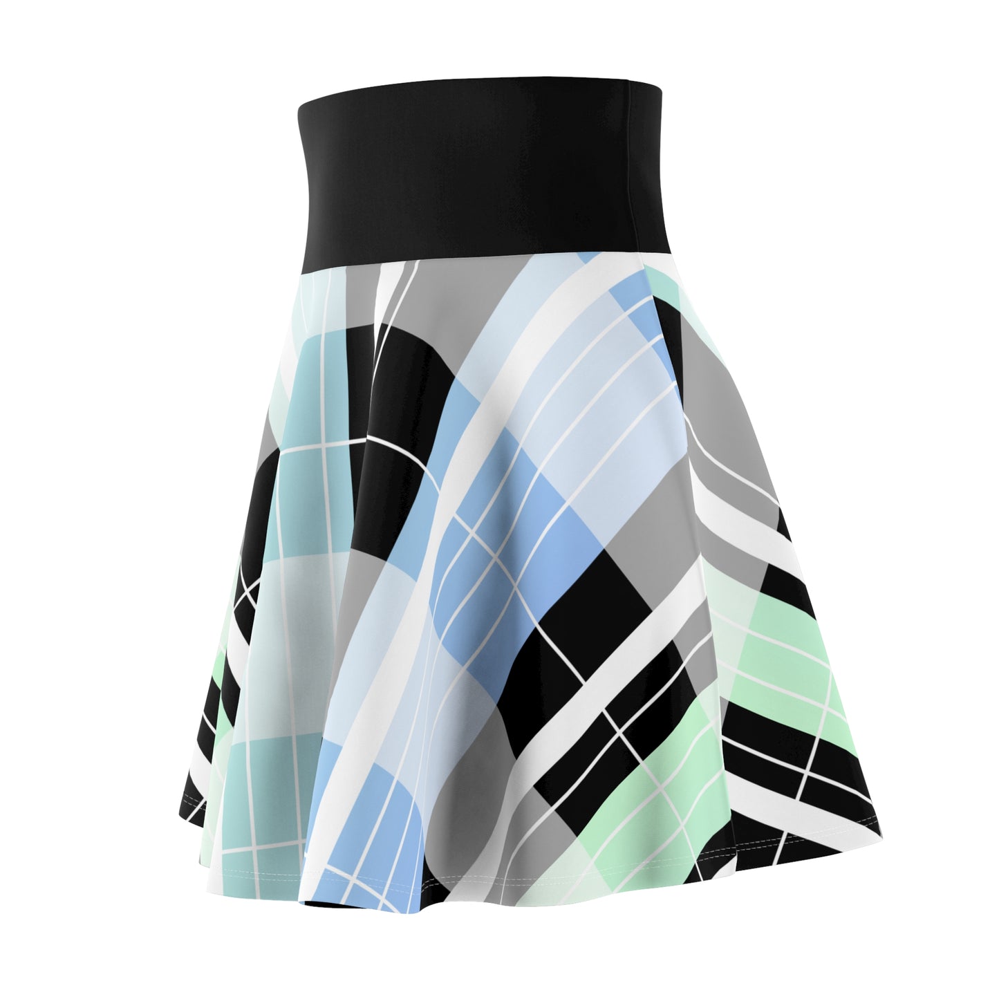 Women's Skirt (AOP)/ Pastel plaid/Gradient Blue Green