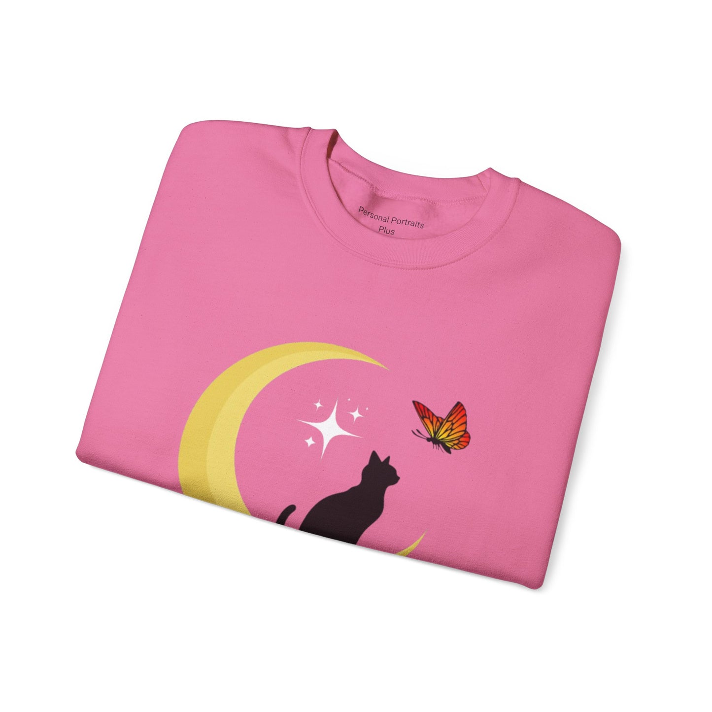 Woman's Heavy Blend™ Crewneck Sweatshirt/ Cat on the moon/White Star/Fall