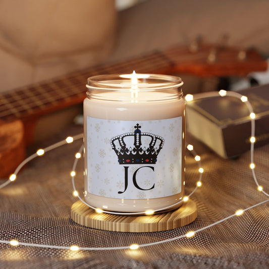 Scented Soy Candle, 9oz /JC (Jesus Christ)/Crown/Light blue Snowflakes BG