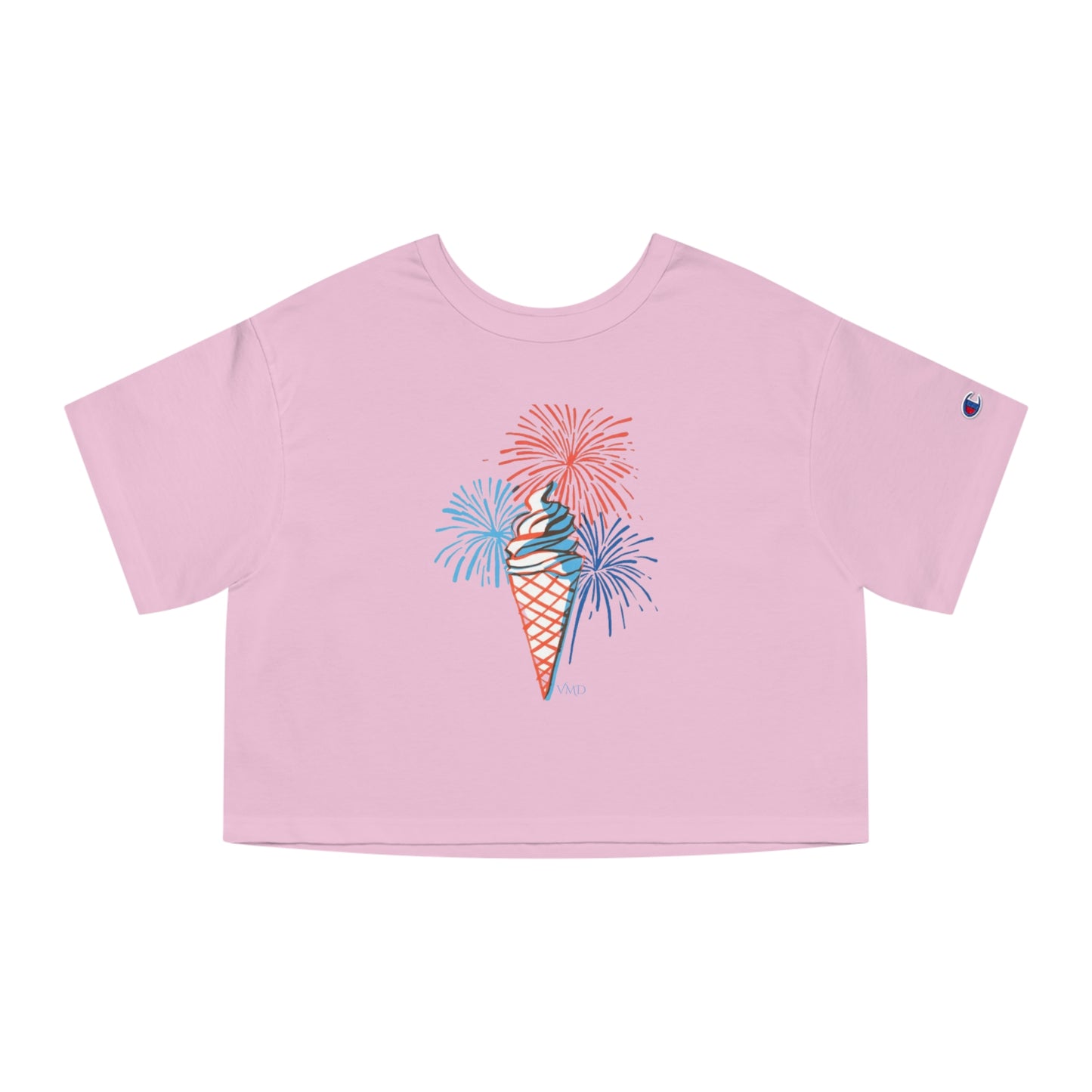 Champion Women's Cropped T-Shirt/4th of July/Fireworks/Ice Cream