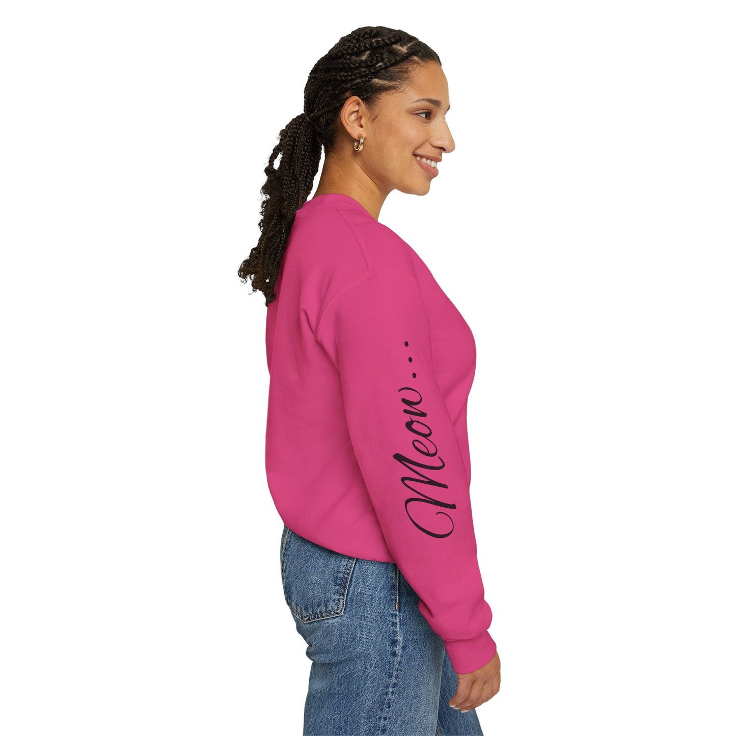 Womans Heavy Blend™ Crewneck Sweatshirt/Cat in a Hat/Holiday/Text down the Arm