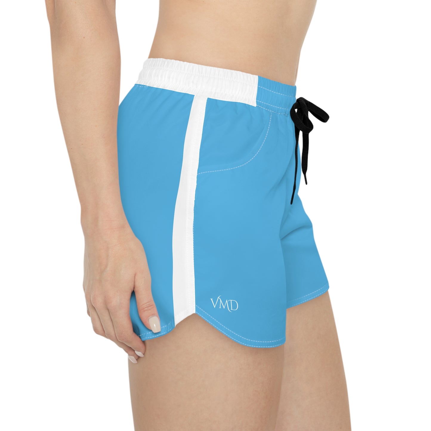 Women's Casual Shorts (AOP)/Solid Sky Blue/White Strip