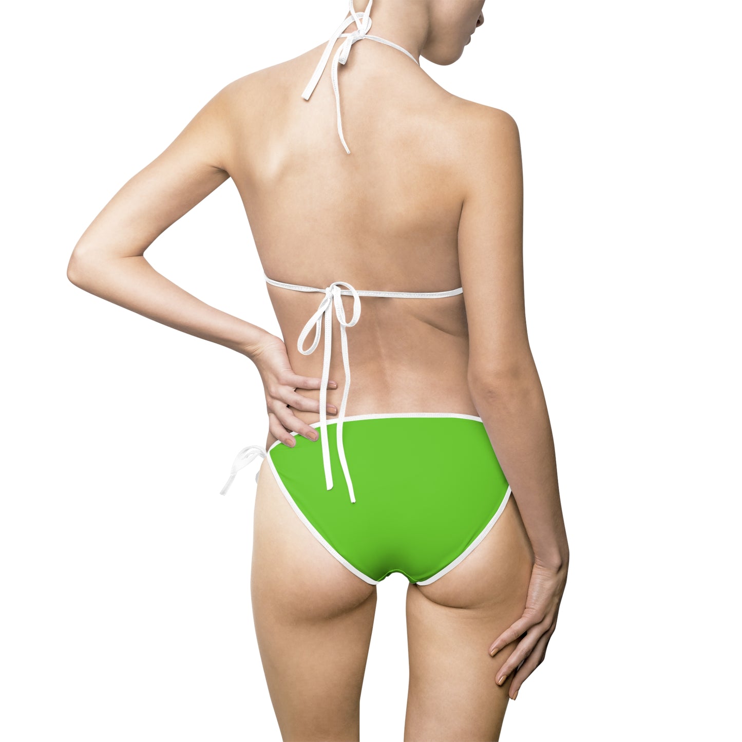 Women's Bikini Swimsuit (AOP)/Lime green/white straps