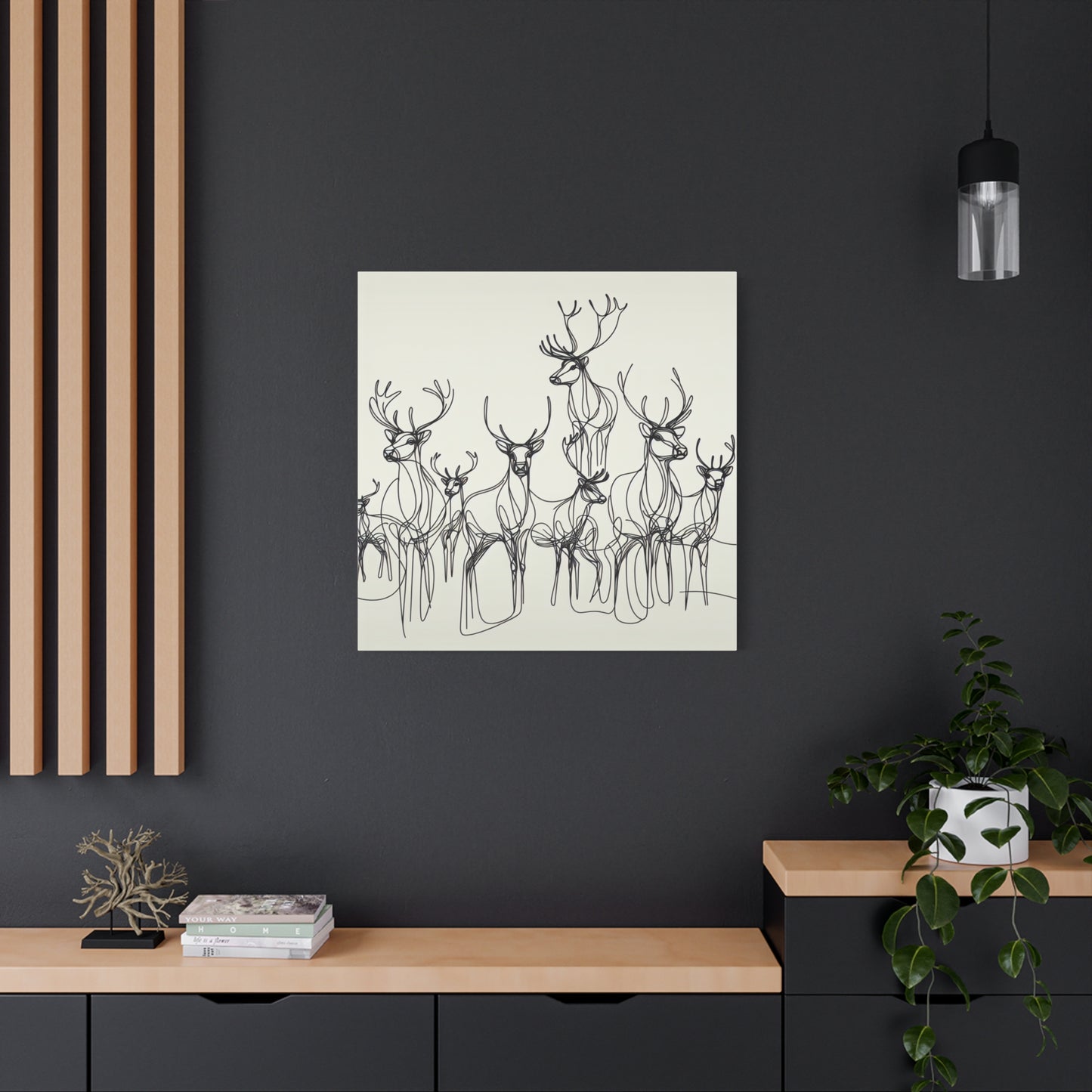 Matte Canvas, Stretched, 1.25"/Reindeer/Line art