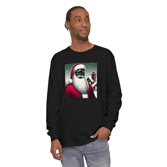 Men's Long Sleeve T-Shirt/Santa/African American