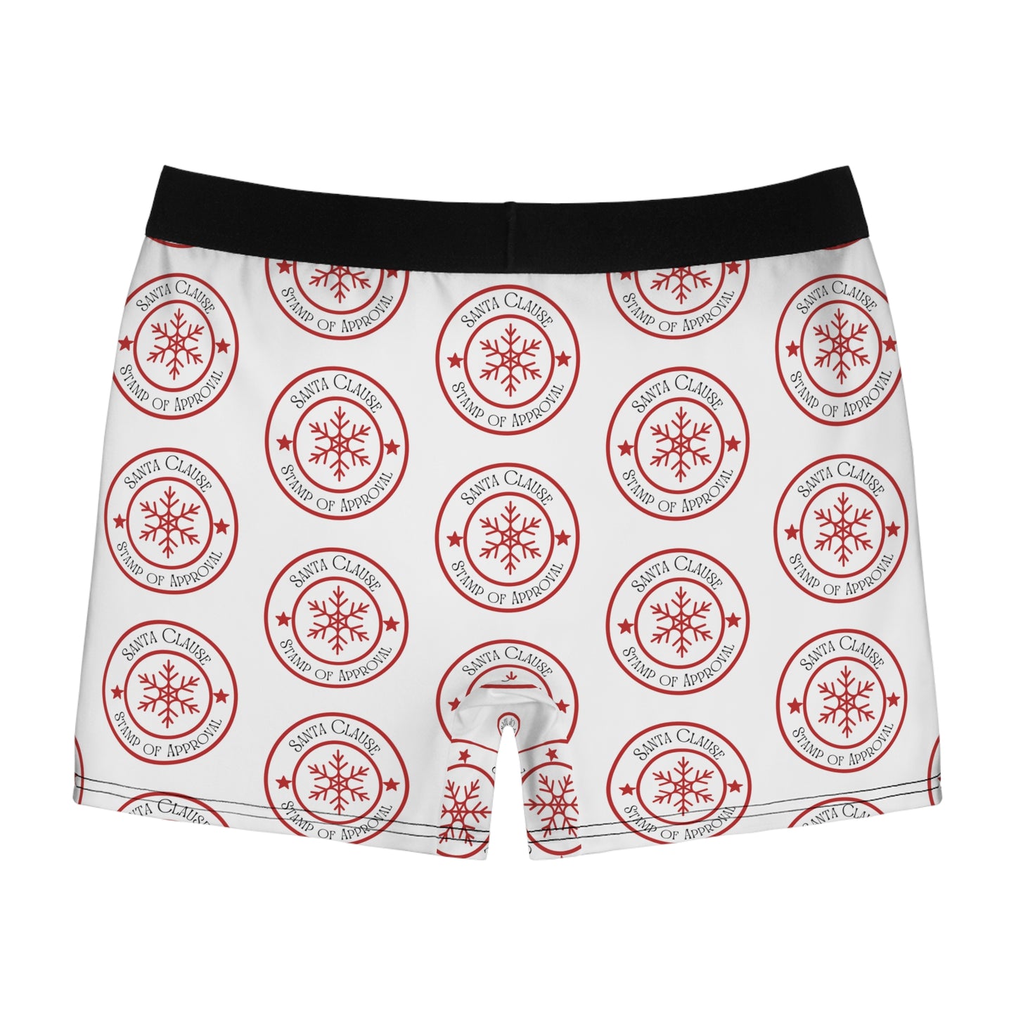 Men's Boxer Briefs (AOP) /Holiday/Santa's stamp of approval/Red/White