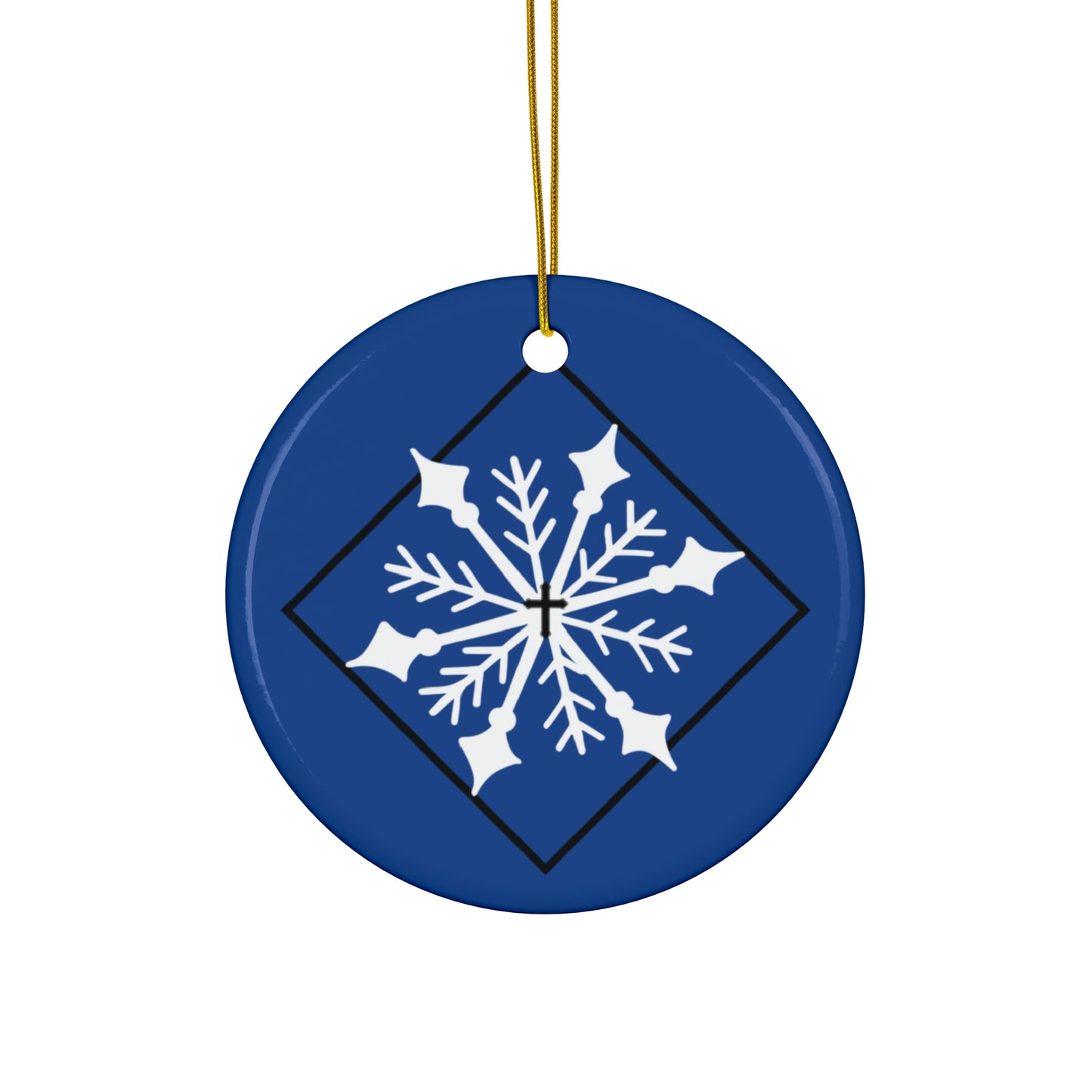 Ceramic Ornament, 4 Shapes/ Dark blue/ White Snowflake