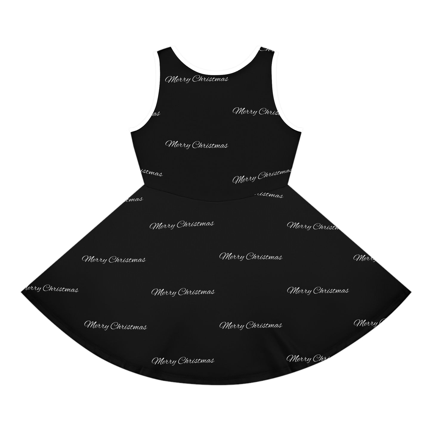 Girls' Sleeveless Sundress (AOP)/Merry Christmas/Black/White