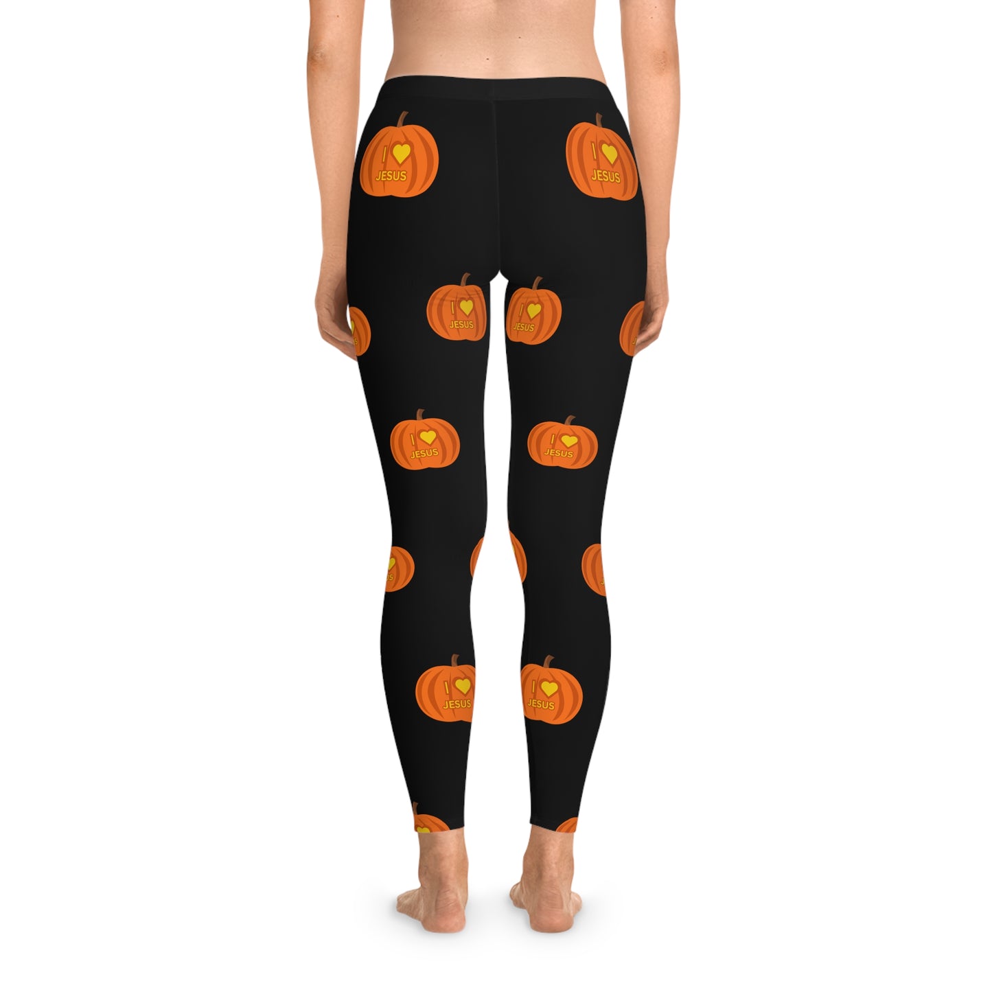 Women's Stretchy Legging/ I love Jesus Carved Pumpkins