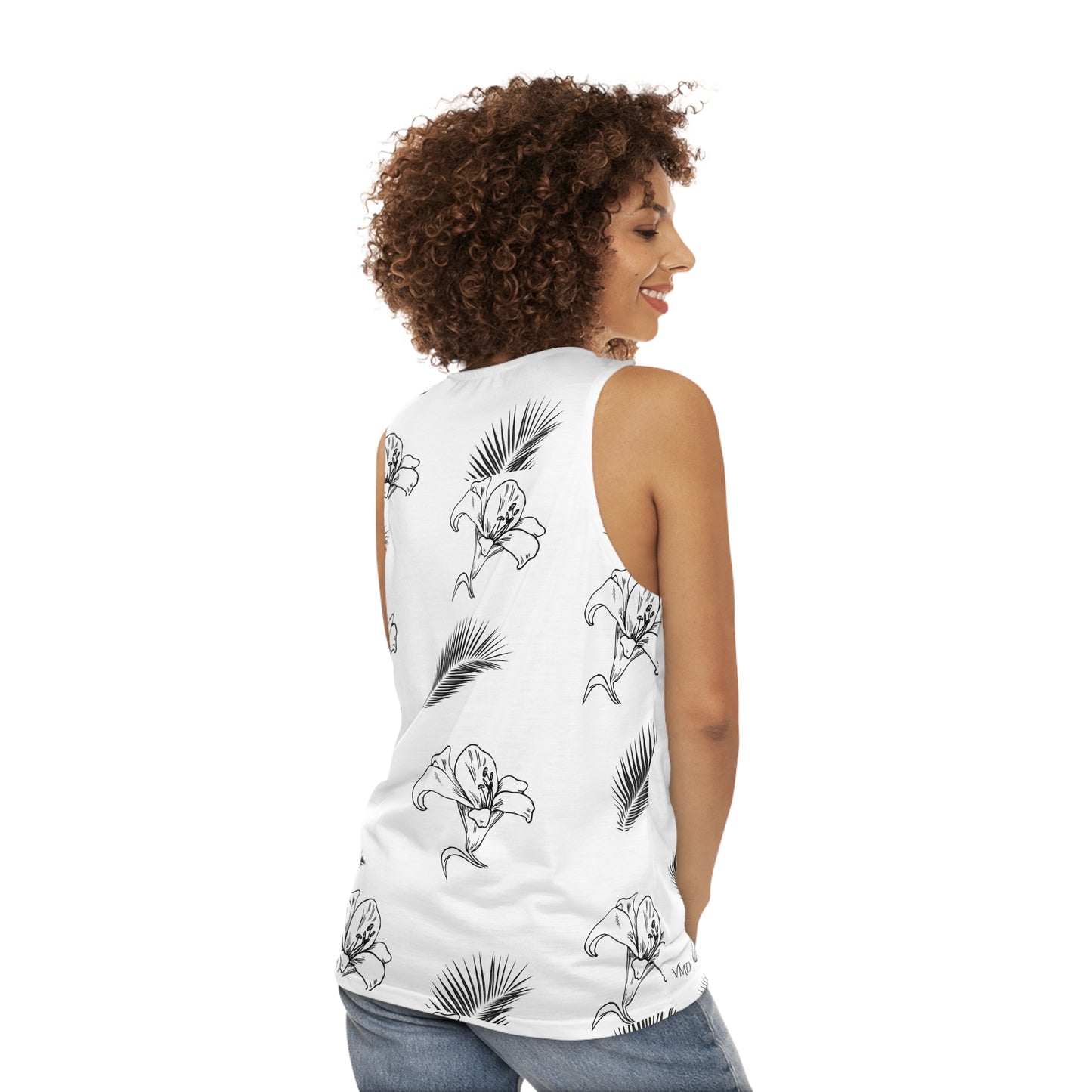 Womans Tank Top (AOP)/Lillys and Leafs/Black