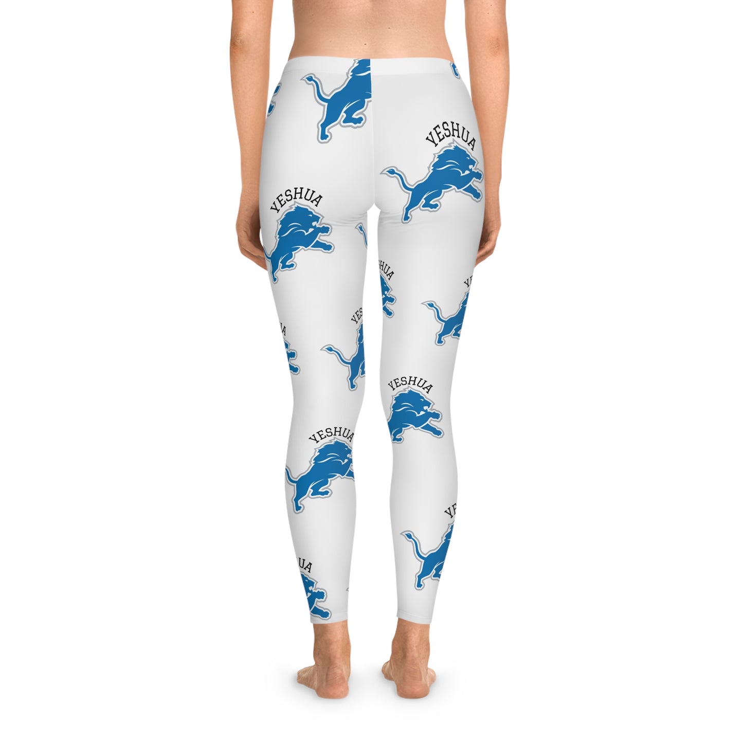 Woman's Stretchy Leggings (AOP)/Yeshua/Blue/White/Lion